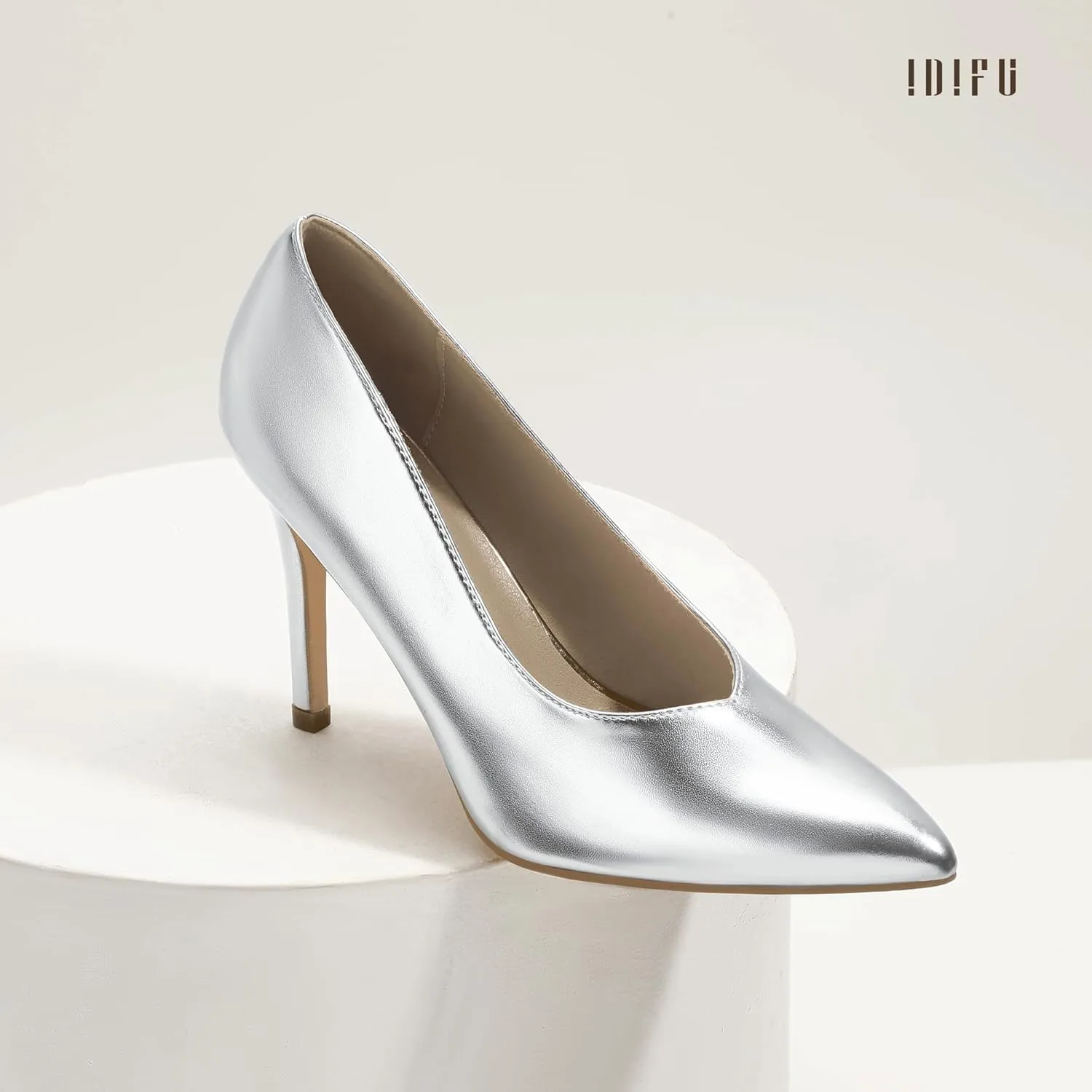 IDIFU IN4 High Heels Closed Toe Heels Women's Pumps Stiletto Pointed Toe Dress Shoes for Women Wedding Prom Bridal Work Office Business Prom Bride Trendy Dressy Sexy Comfortable Pumps Shoes