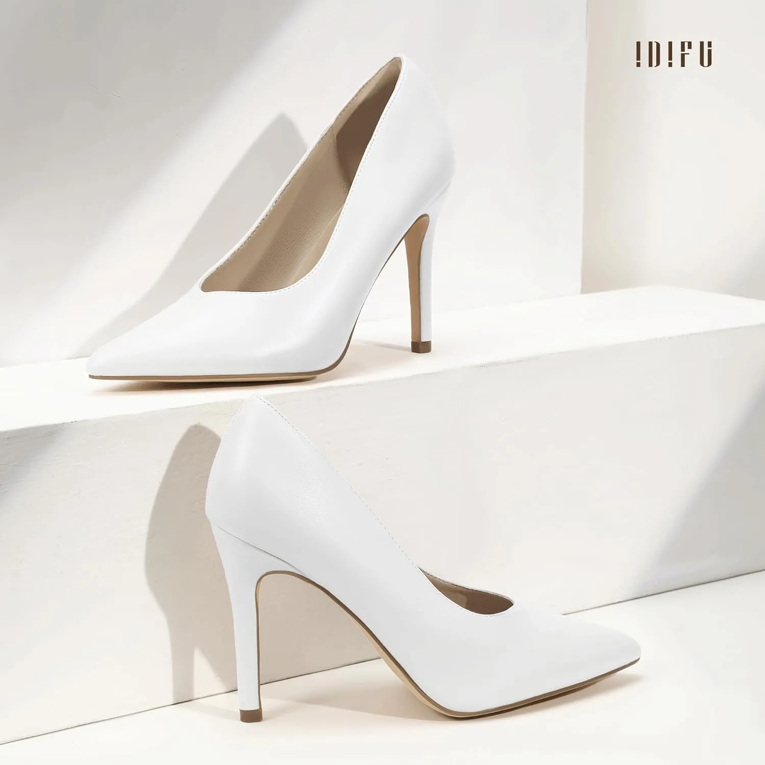 IDIFU IN4 High Heels Closed Toe Heels Women's Pumps Stiletto Pointed Toe Dress Shoes for Women Wedding Prom Bridal Work Office Business Prom Bride Trendy Dressy Sexy Comfortable Pumps Shoes