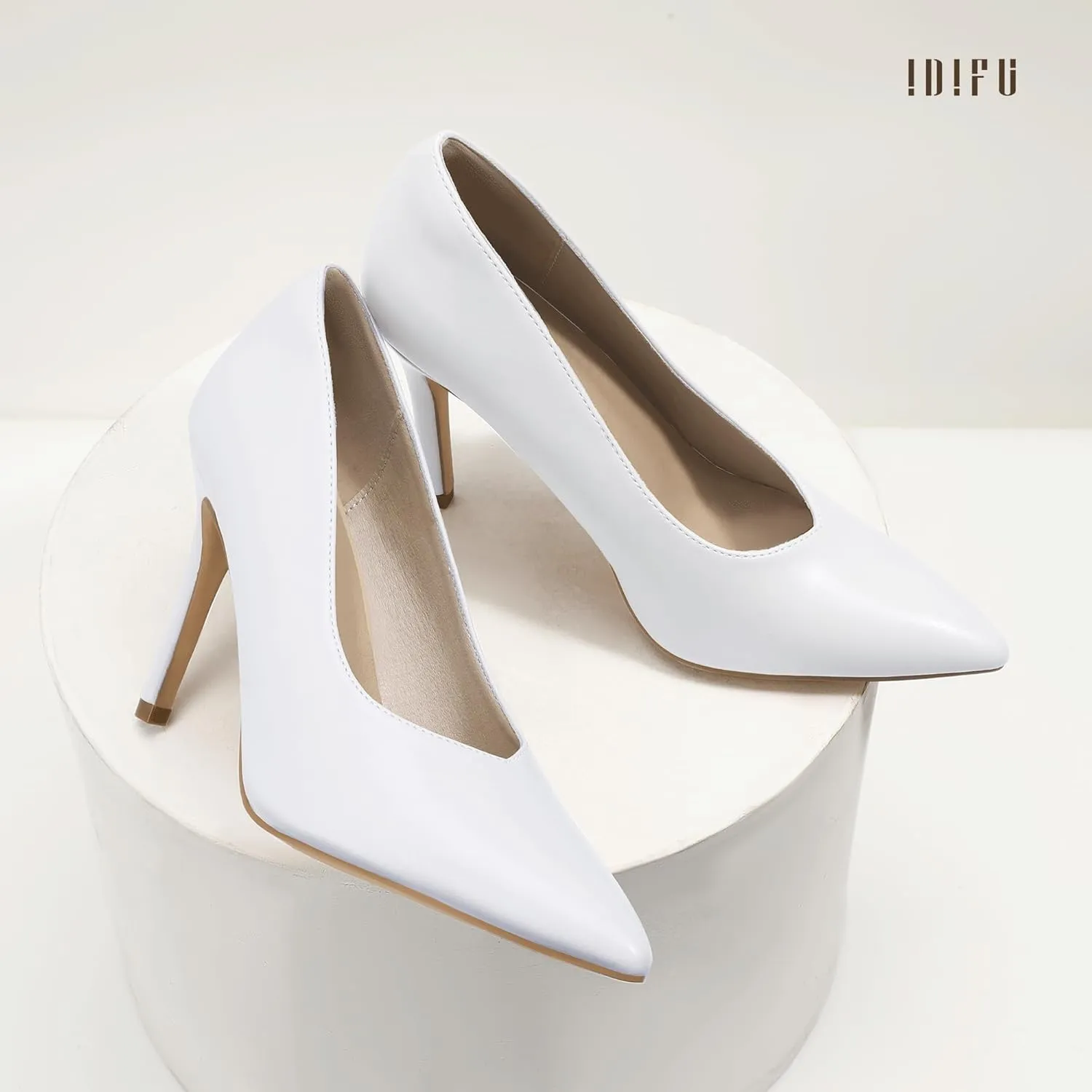 IDIFU IN4 High Heels Closed Toe Heels Women's Pumps Stiletto Pointed Toe Dress Shoes for Women Wedding Prom Bridal Work Office Business Prom Bride Trendy Dressy Sexy Comfortable Pumps Shoes