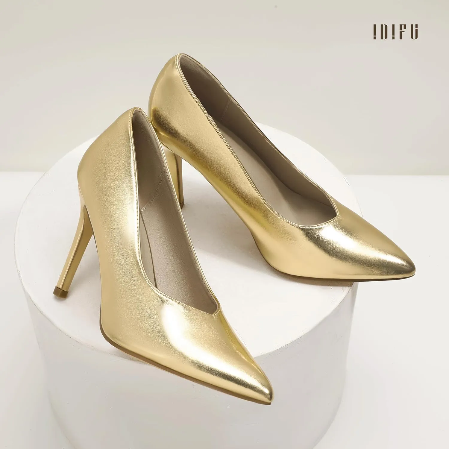 IDIFU IN4 High Heels Closed Toe Heels Women's Pumps Stiletto Pointed Toe Dress Shoes for Women Wedding Prom Bridal Work Office Business Prom Bride Trendy Dressy Sexy Comfortable Pumps Shoes