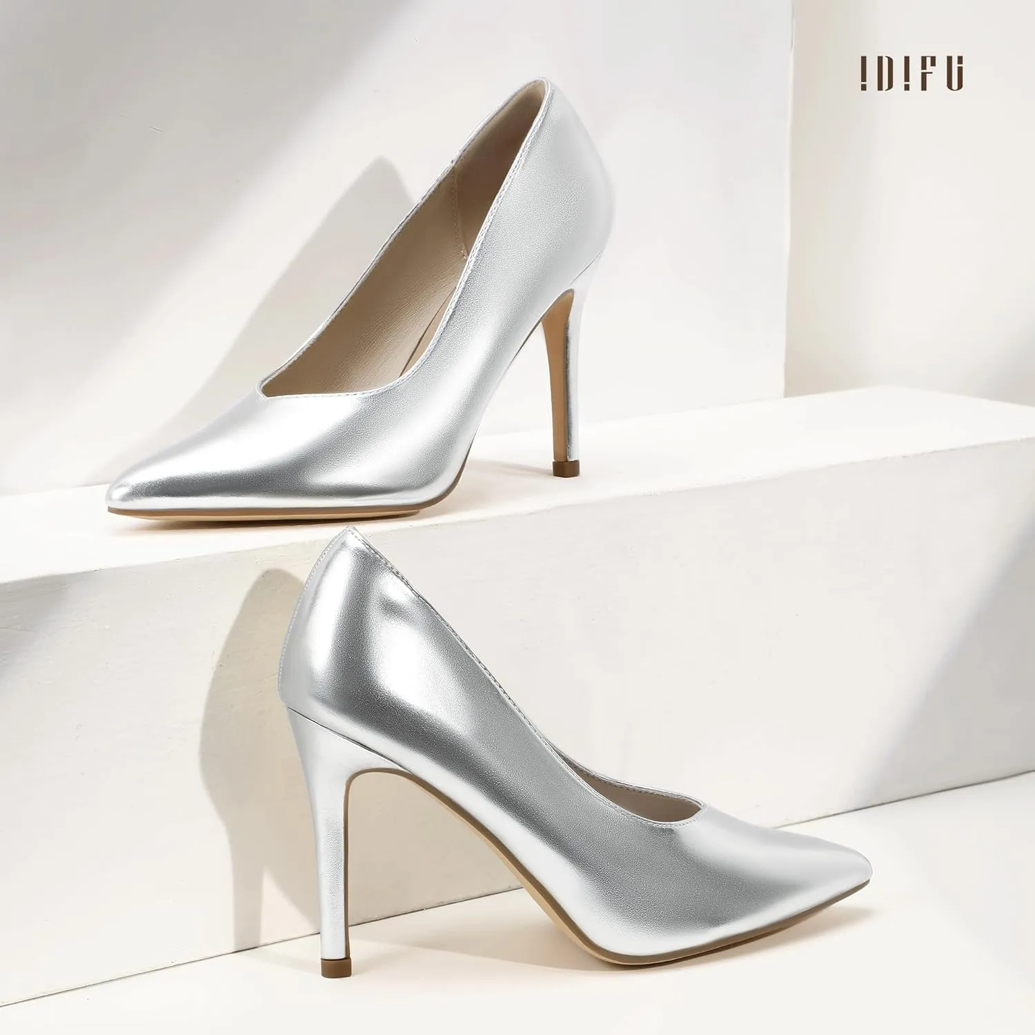 IDIFU IN4 High Heels Closed Toe Heels Women's Pumps Stiletto Pointed Toe Dress Shoes for Women Wedding Prom Bridal Work Office Business Prom Bride Trendy Dressy Sexy Comfortable Pumps Shoes