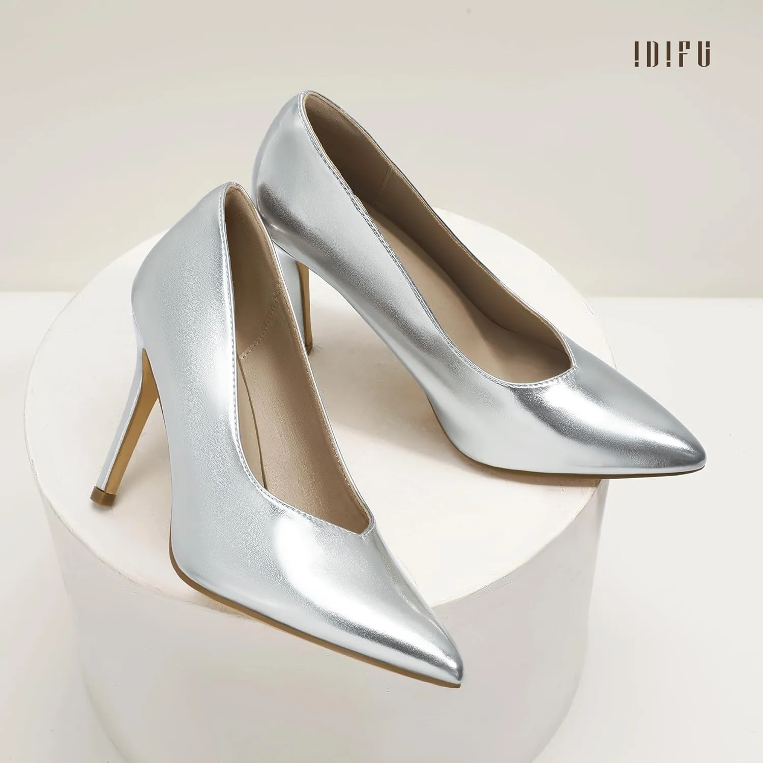 IDIFU IN4 High Heels Closed Toe Heels Women's Pumps Stiletto Pointed Toe Dress Shoes for Women Wedding Prom Bridal Work Office Business Prom Bride Trendy Dressy Sexy Comfortable Pumps Shoes