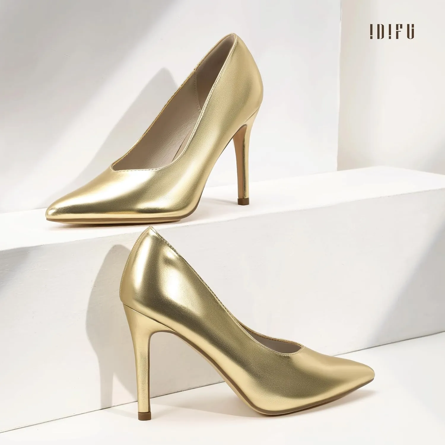 IDIFU IN4 High Heels Closed Toe Heels Women's Pumps Stiletto Pointed Toe Dress Shoes for Women Wedding Prom Bridal Work Office Business Prom Bride Trendy Dressy Sexy Comfortable Pumps Shoes