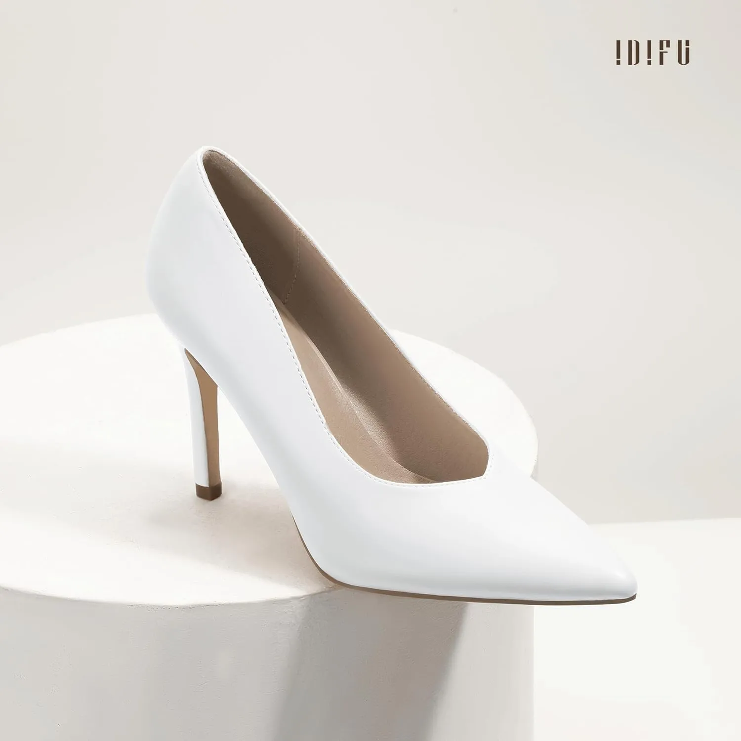IDIFU IN4 High Heels Closed Toe Heels Women's Pumps Stiletto Pointed Toe Dress Shoes for Women Wedding Prom Bridal Work Office Business Prom Bride Trendy Dressy Sexy Comfortable Pumps Shoes
