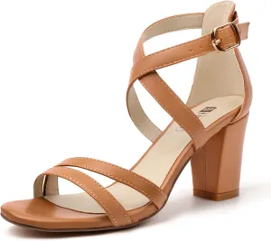 IDIFU Women's IN3 Gita Block Heel Open Toe Strappy Sandals Dress Shoes for Wedding Evening Prom