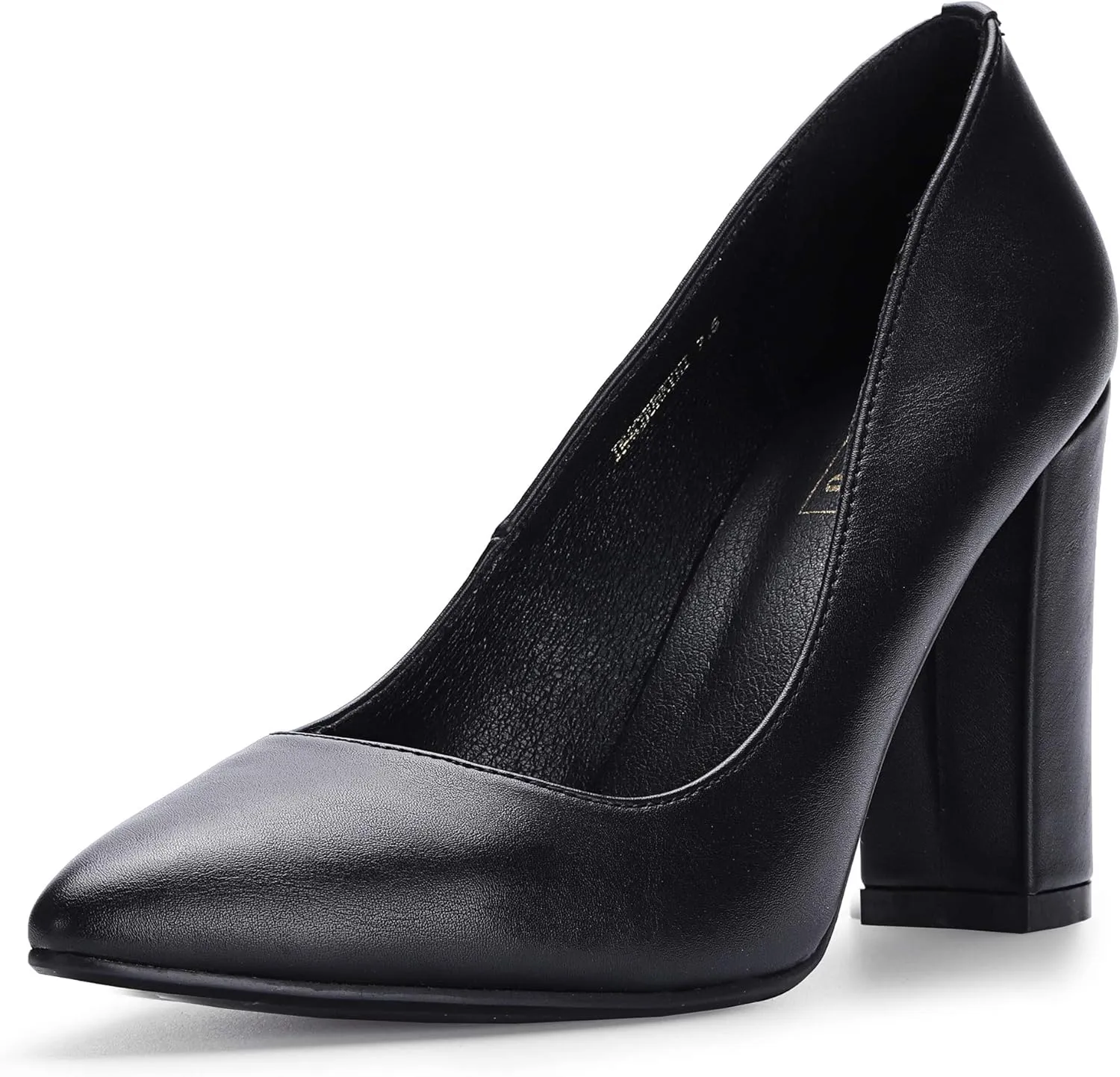 IDIFU Women's IN4 Chunky-HI Block High Heels Closed Pointed Toe Pumps Dress Office Shoes for Women