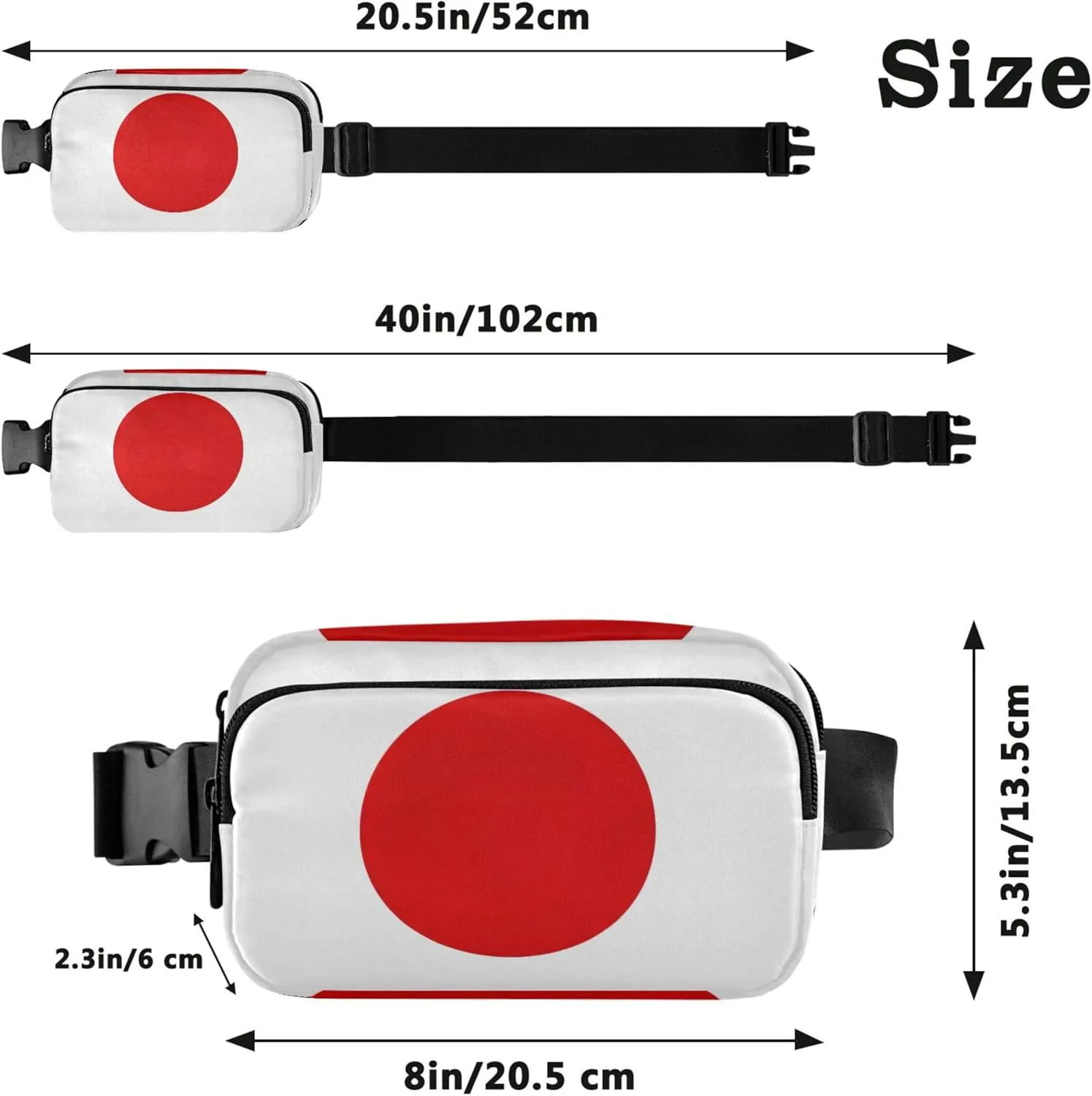 Japan Flag Fanny Packs for Women Designer Hip Pack Belt Pouch Waterproof Travel Waist Pack for Men