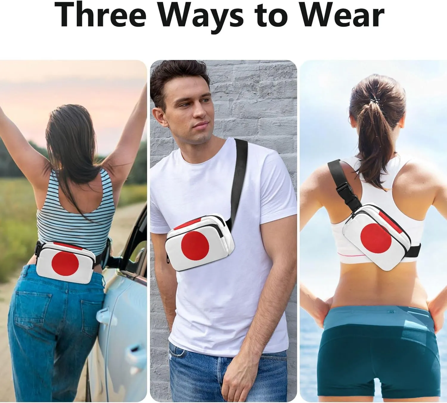 Japan Flag Fanny Packs for Women Designer Hip Pack Belt Pouch Waterproof Travel Waist Pack for Men