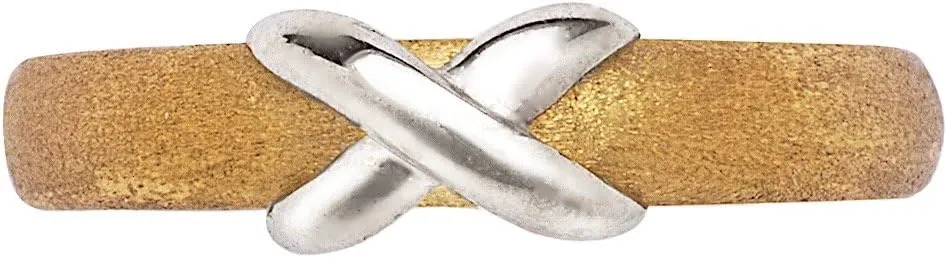 JewelryWeb Solid 14k Two-tone Gold Satin Adjustable X Body Jewelry Toe Ring