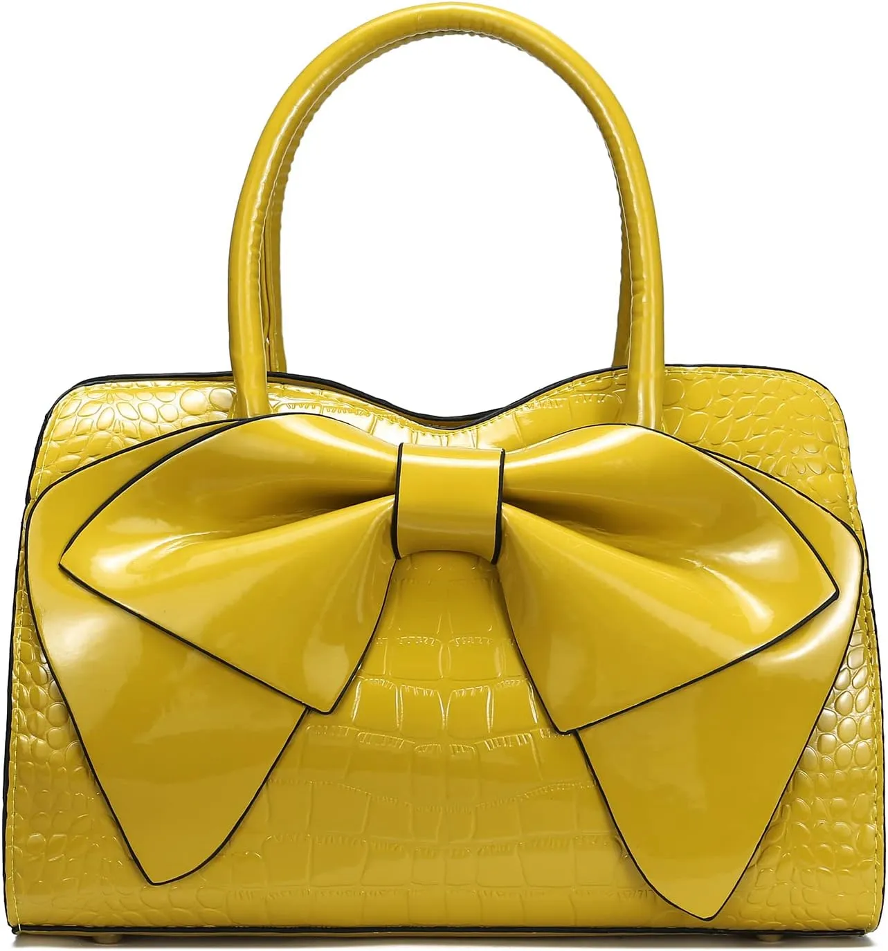 JHVYF Satchel Bag for Women Purse with Bow Crossbody Purse Top-Handle Handbag Trendy Shoulder Bag Work Tote Yellow
