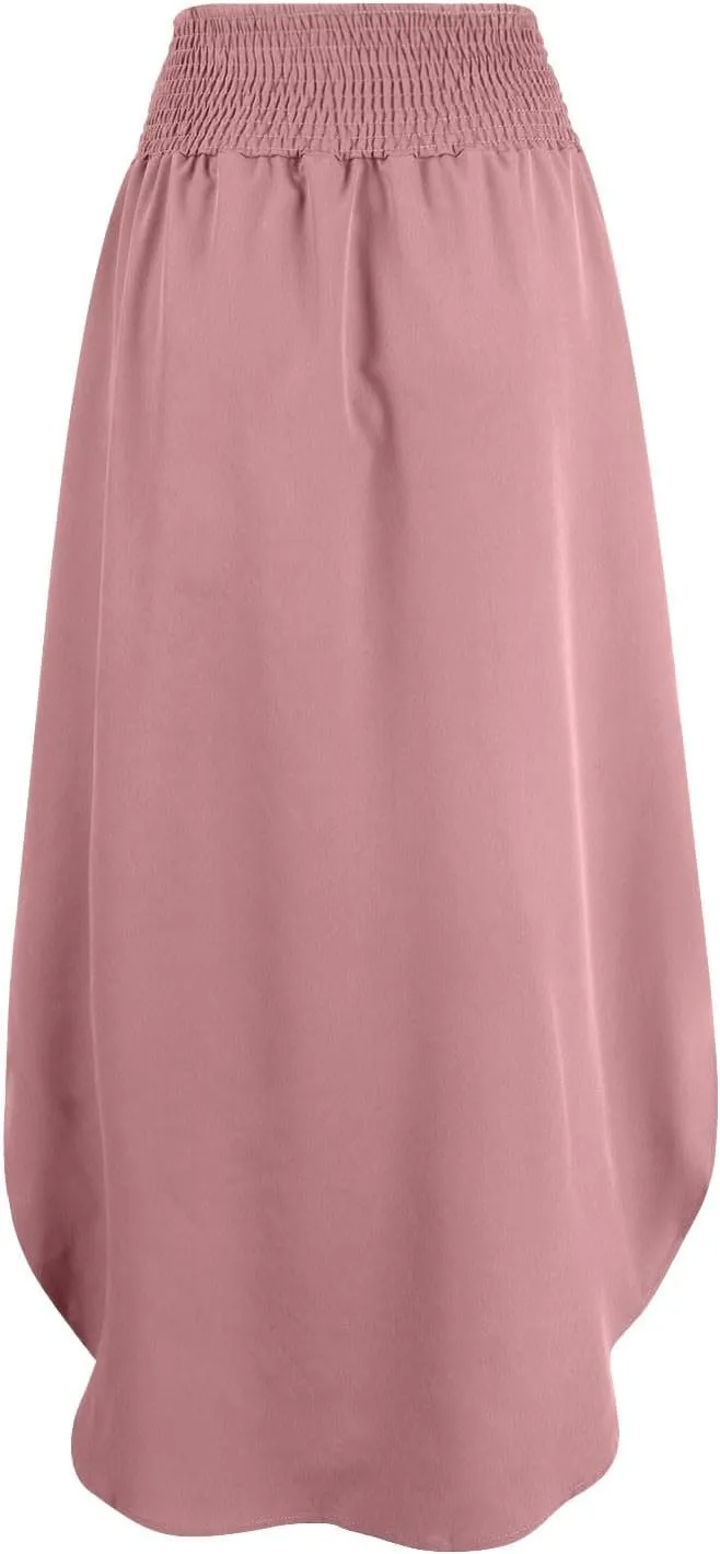 JJHAEVDY Skirts for Women Solid Irregular Hem Maxi Skirt Elastic High Waisted Skirts Loose Casual Fashion Skirts with Pockets