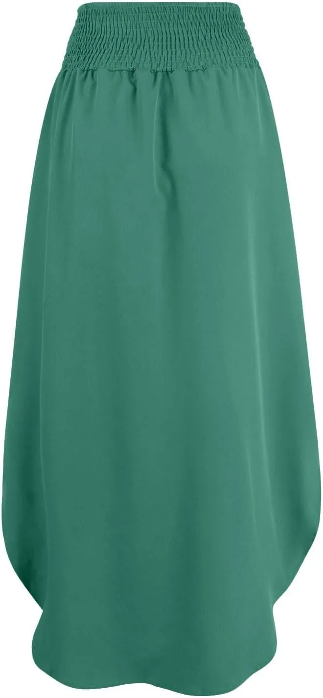 JJHAEVDY Skirts for Women Solid Irregular Hem Maxi Skirt Elastic High Waisted Skirts Loose Casual Fashion Skirts with Pockets