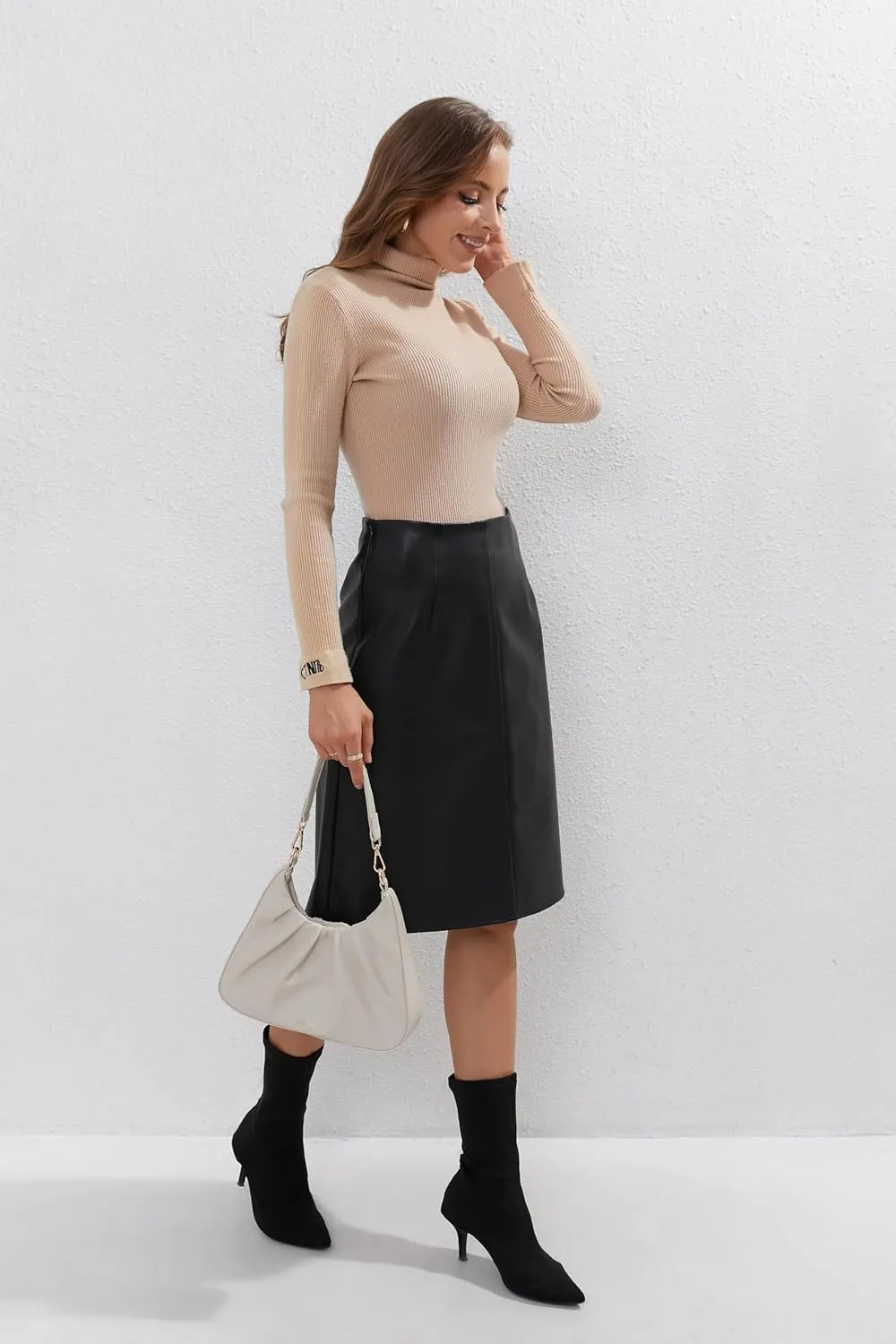 JOLLQUE Small Shoulder Bag for Women,Mini Leather Dumpling Tote Purse,Handbags Soft Ruched Cloud