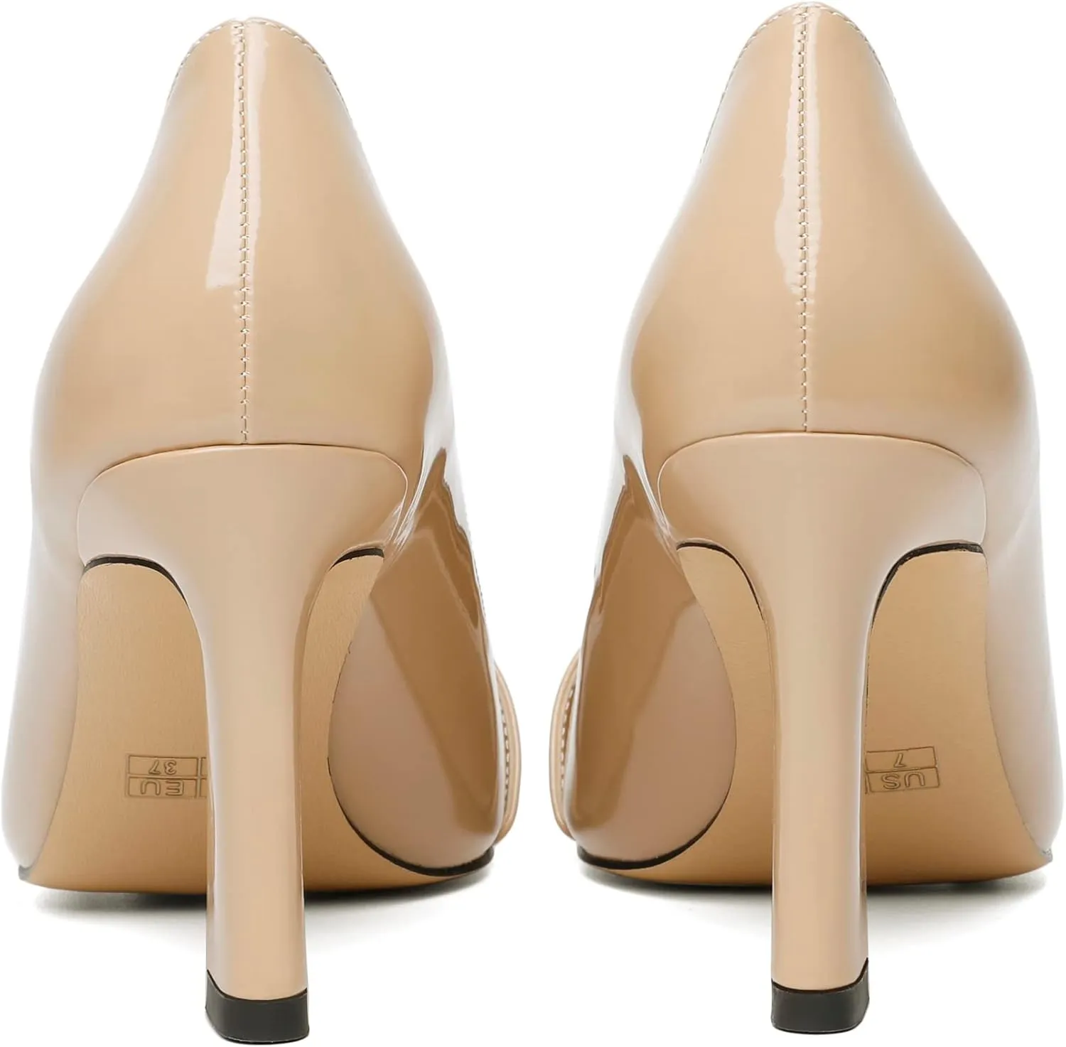 Joseywade Womens High Stilettos Heels Pointed Toe Pumps Slip-on Closed Toe Big Buckle 3.5 Inch Flare Heel Dress Shoes