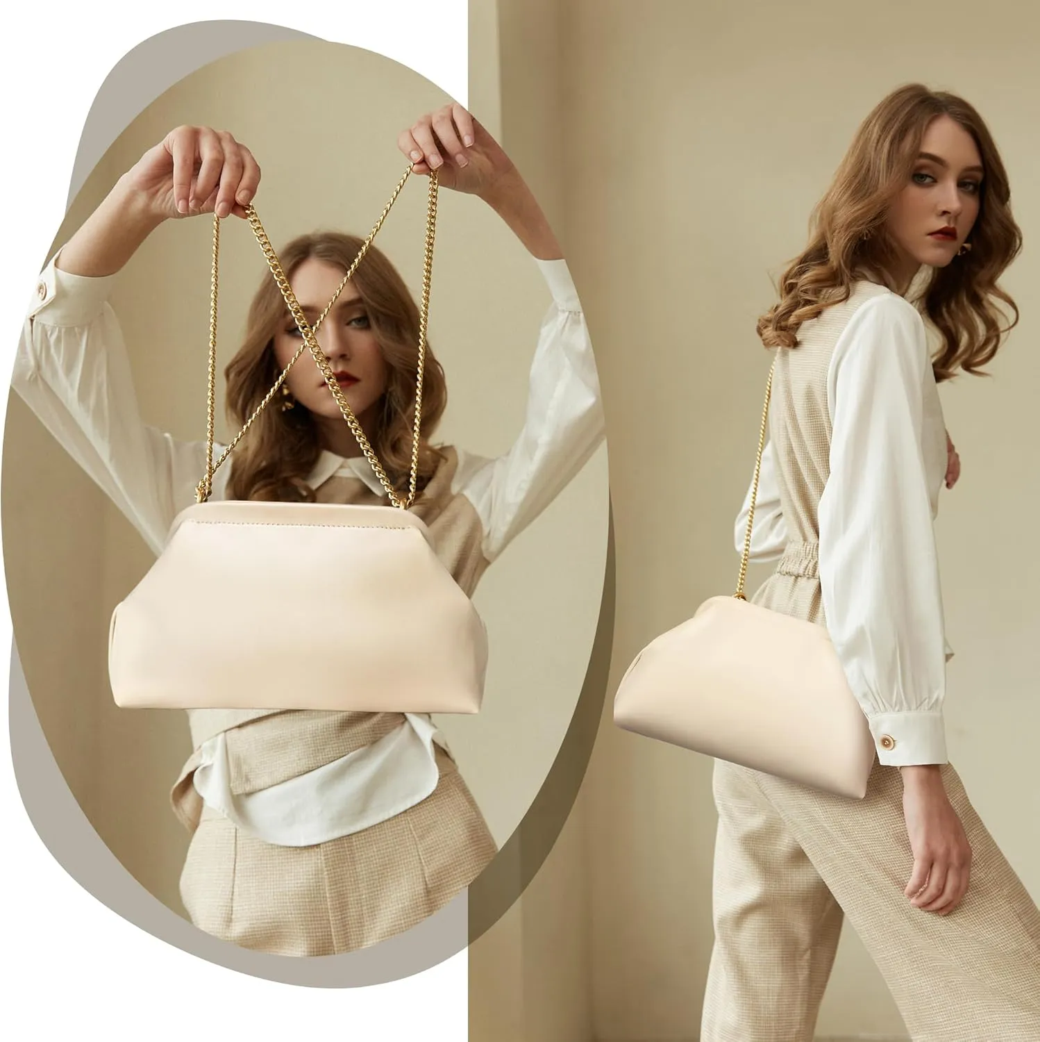 KALIDI Dumpling Crossbody Bag Soft Vegan Leather Evening Clutch for Women Wedding Purse Summer Soft Vegan Leather Handbag