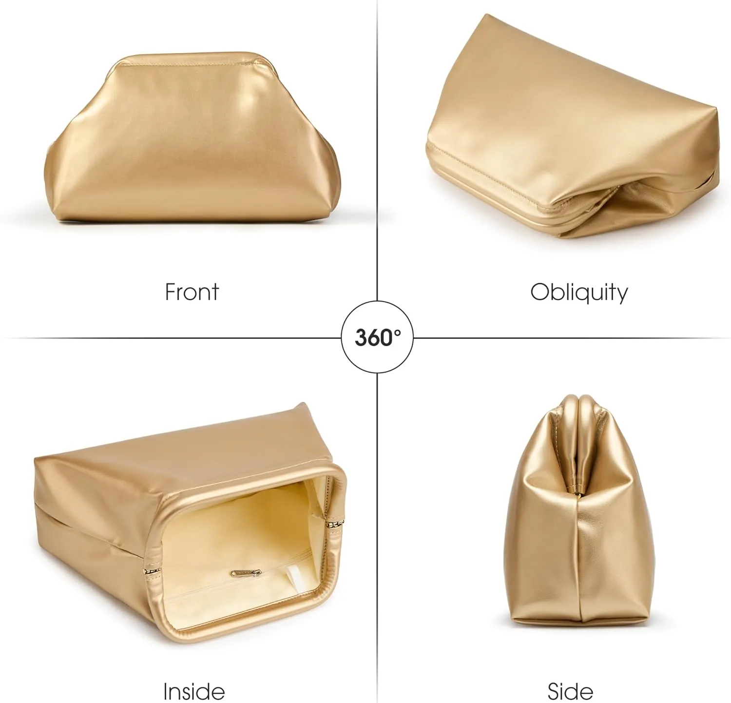 KALIDI Dumpling Crossbody Bag Soft Vegan Leather Evening Clutch for Women Wedding Purse Summer Soft Vegan Leather Handbag