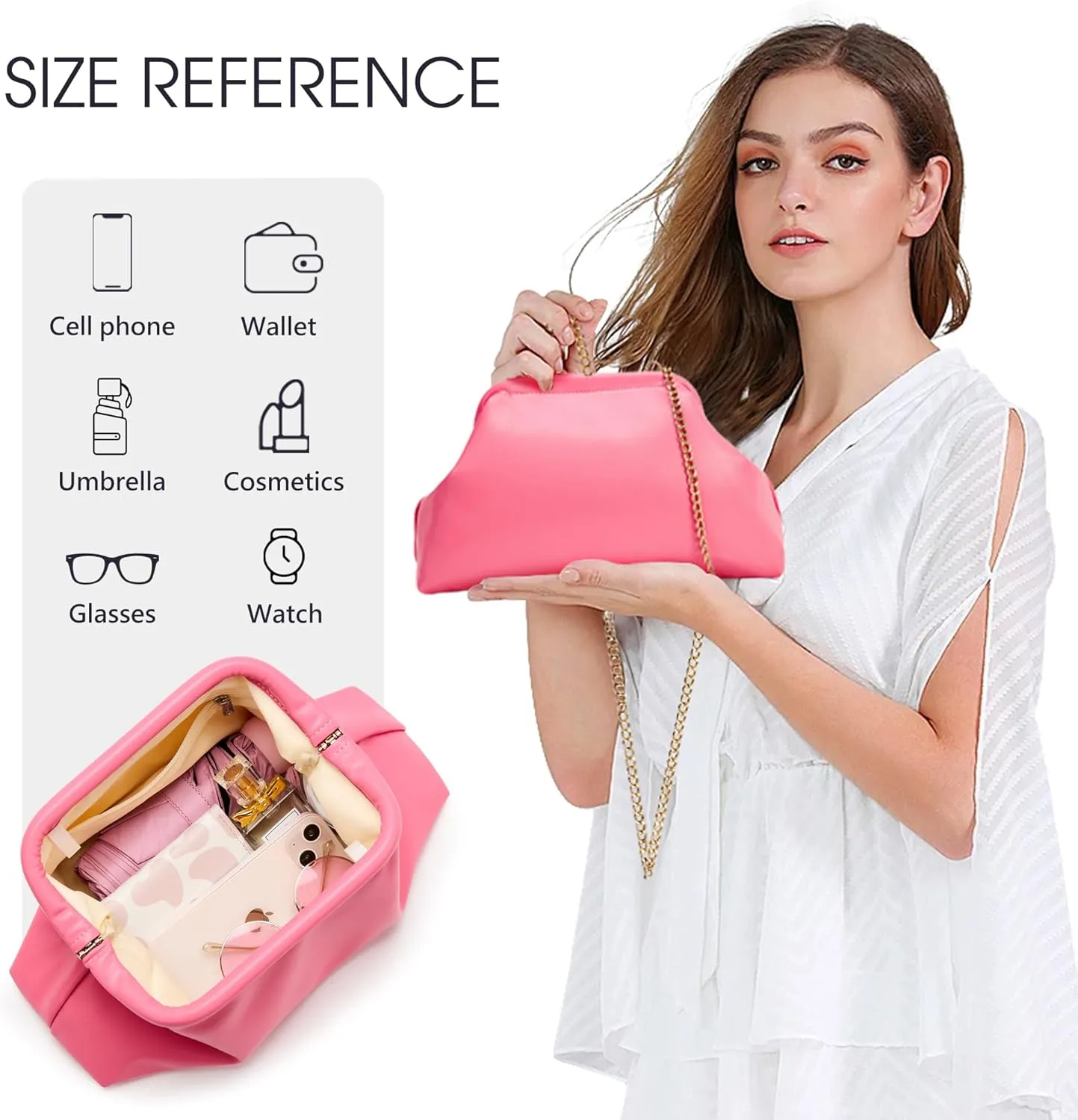 KALIDI Dumpling Crossbody Bag Soft Vegan Leather Evening Clutch for Women Wedding Purse Summer Soft Vegan Leather Handbag
