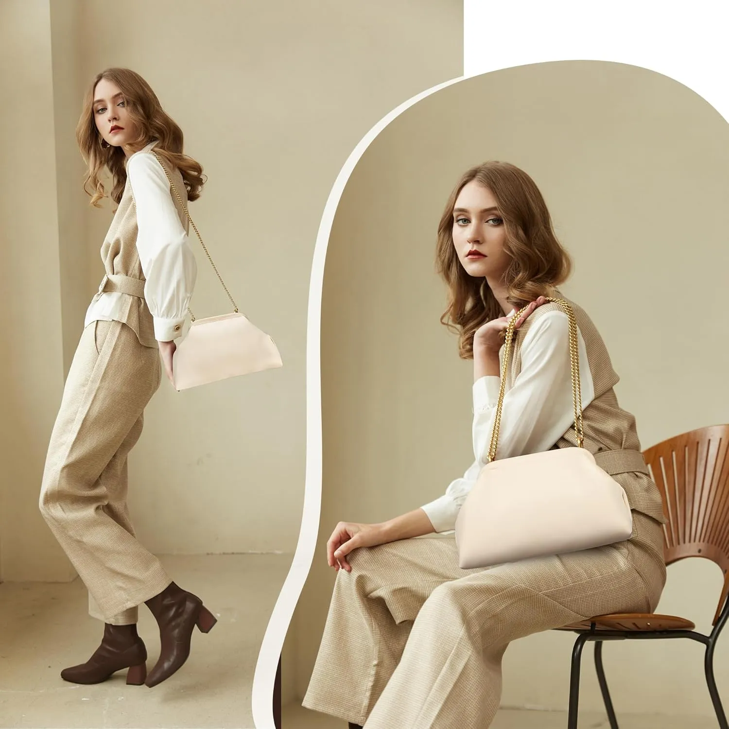 KALIDI Dumpling Crossbody Bag Soft Vegan Leather Evening Clutch for Women Wedding Purse Summer Soft Vegan Leather Handbag