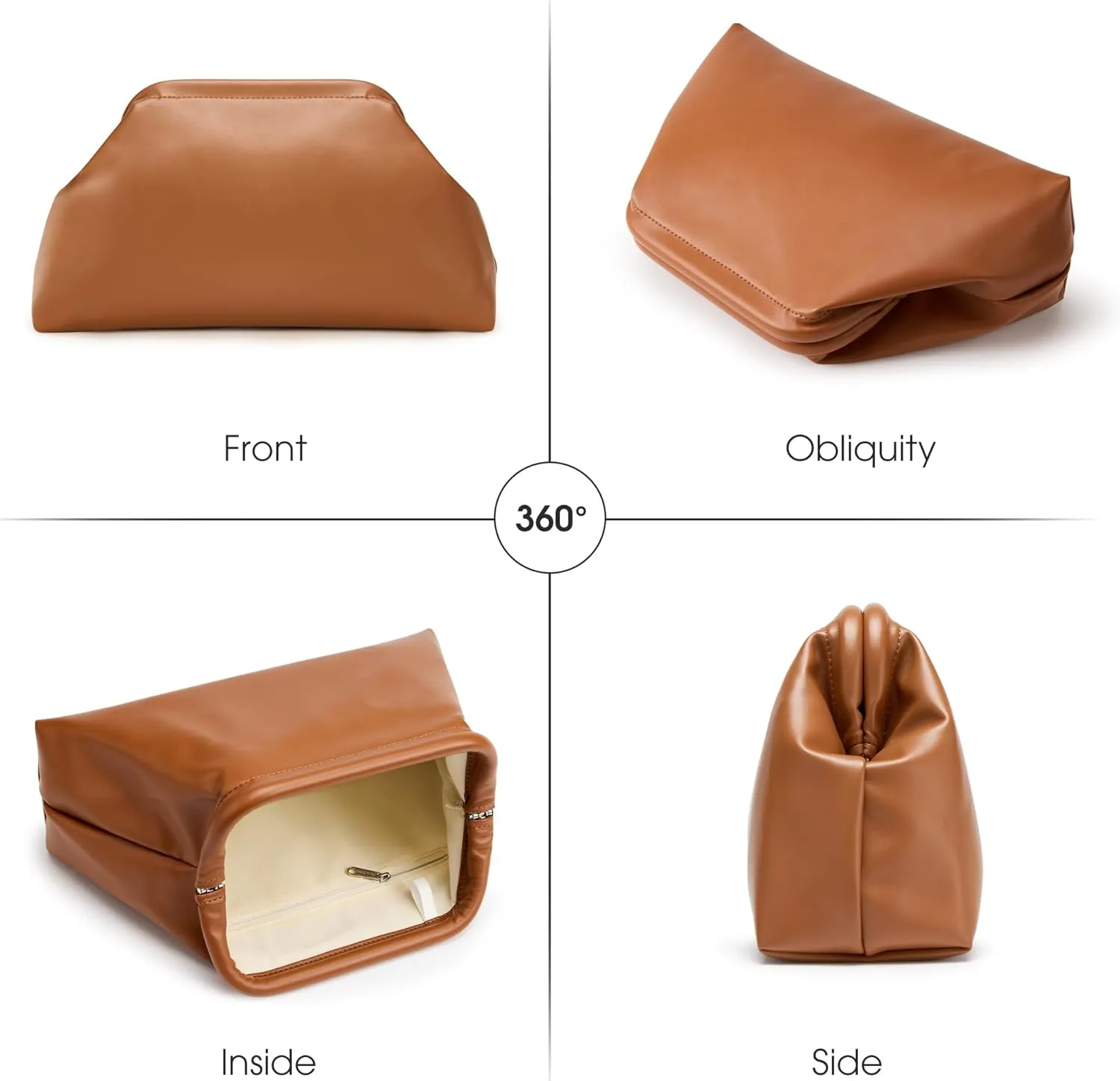 KALIDI Dumpling Crossbody Bag Soft Vegan Leather Evening Clutch for Women Wedding Purse Summer Soft Vegan Leather Handbag