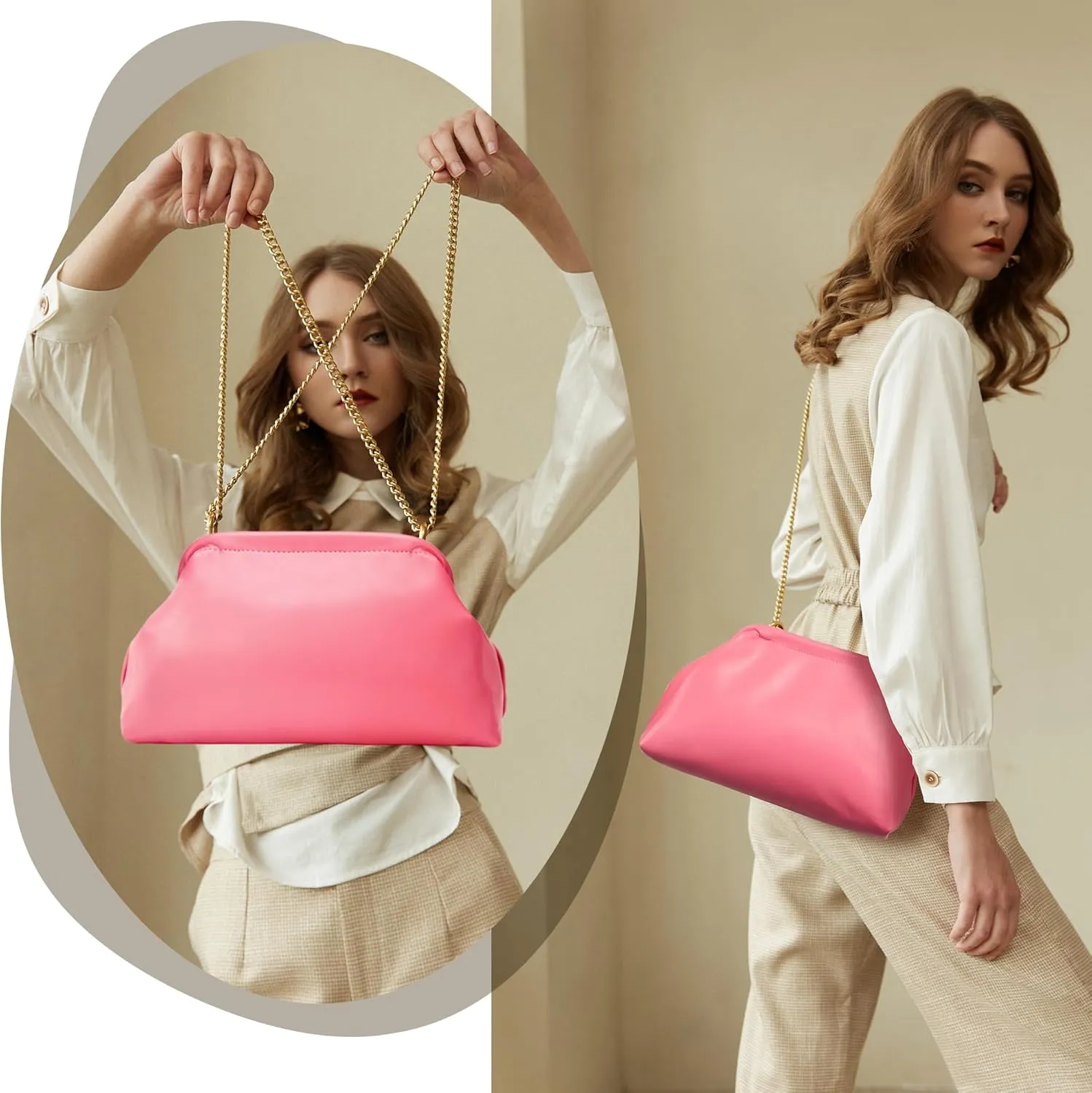 KALIDI Dumpling Crossbody Bag Soft Vegan Leather Evening Clutch for Women Wedding Purse Summer Soft Vegan Leather Handbag
