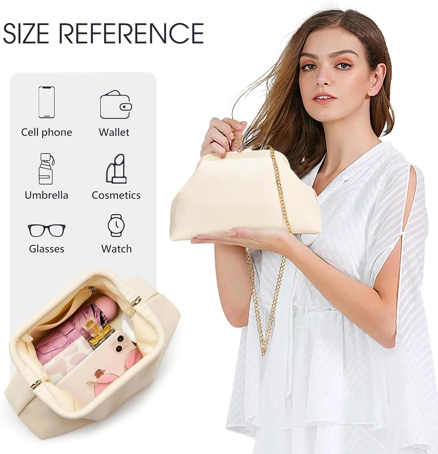 KALIDI Dumpling Crossbody Bag Soft Vegan Leather Evening Clutch for Women Wedding Purse Summer Soft Vegan Leather Handbag