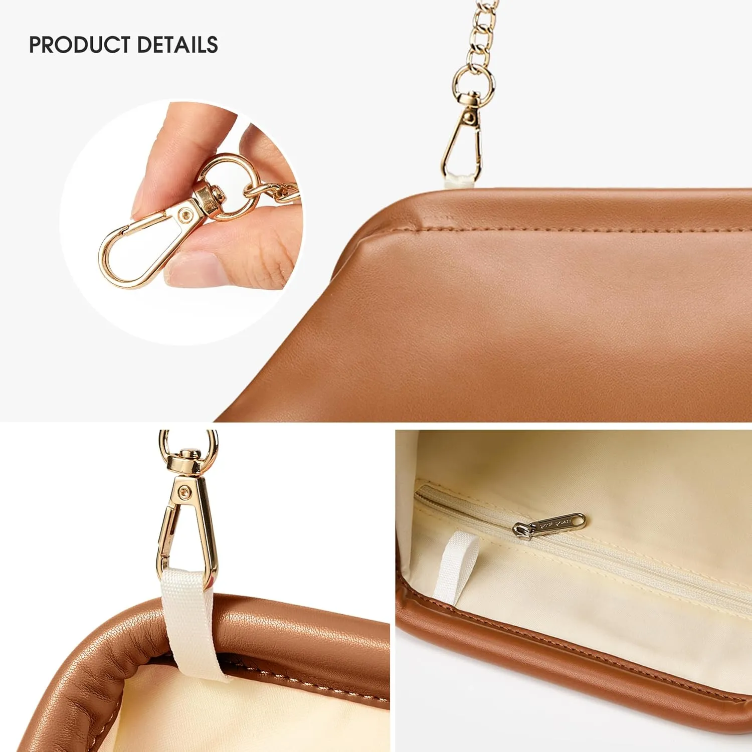 KALIDI Dumpling Crossbody Bag Soft Vegan Leather Evening Clutch for Women Wedding Purse Summer Soft Vegan Leather Handbag