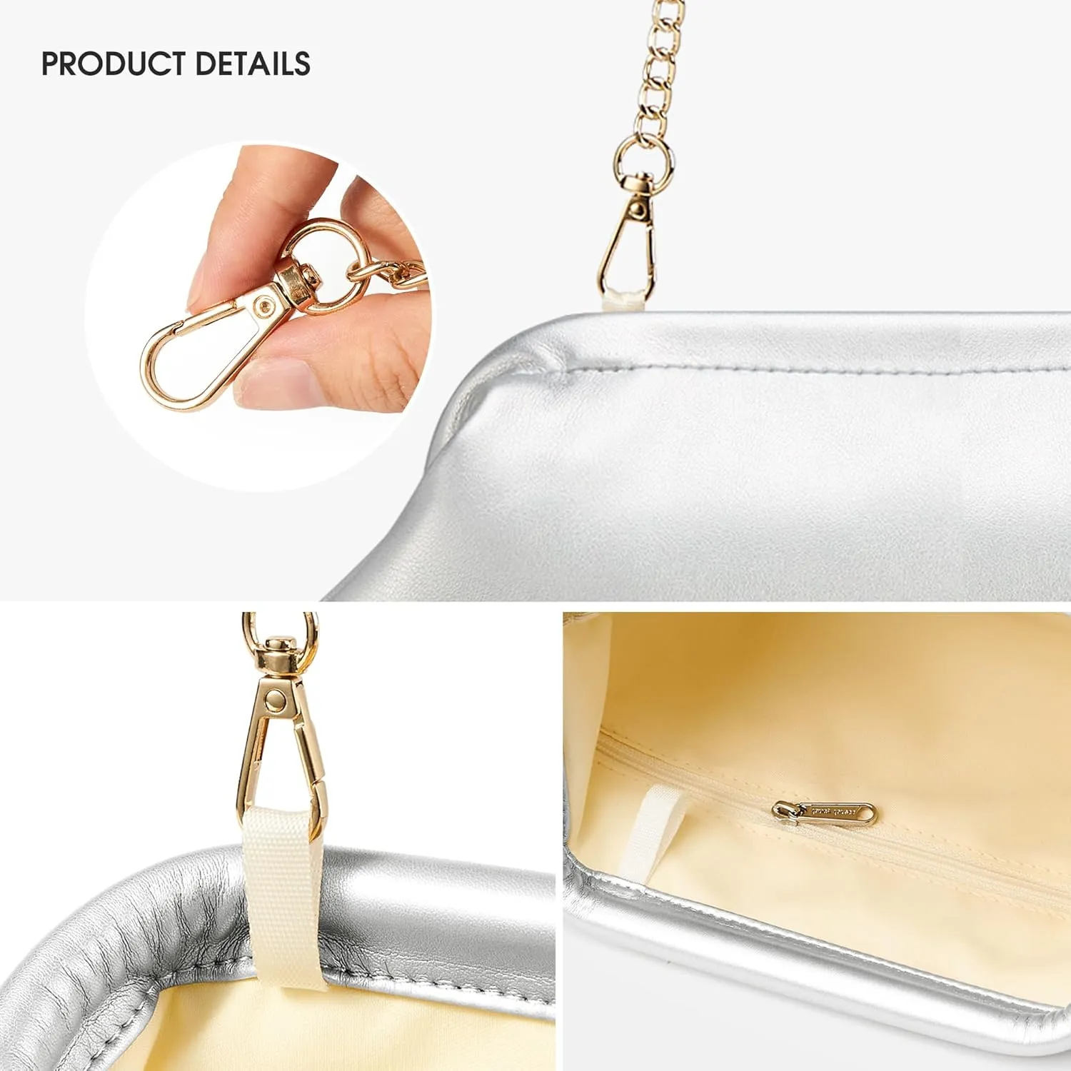 KALIDI Dumpling Crossbody Bag Soft Vegan Leather Evening Clutch for Women Wedding Purse Summer Soft Vegan Leather Handbag