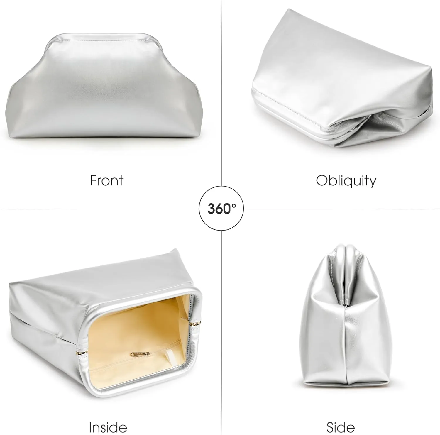 KALIDI Dumpling Crossbody Bag Soft Vegan Leather Evening Clutch for Women Wedding Purse Summer Soft Vegan Leather Handbag