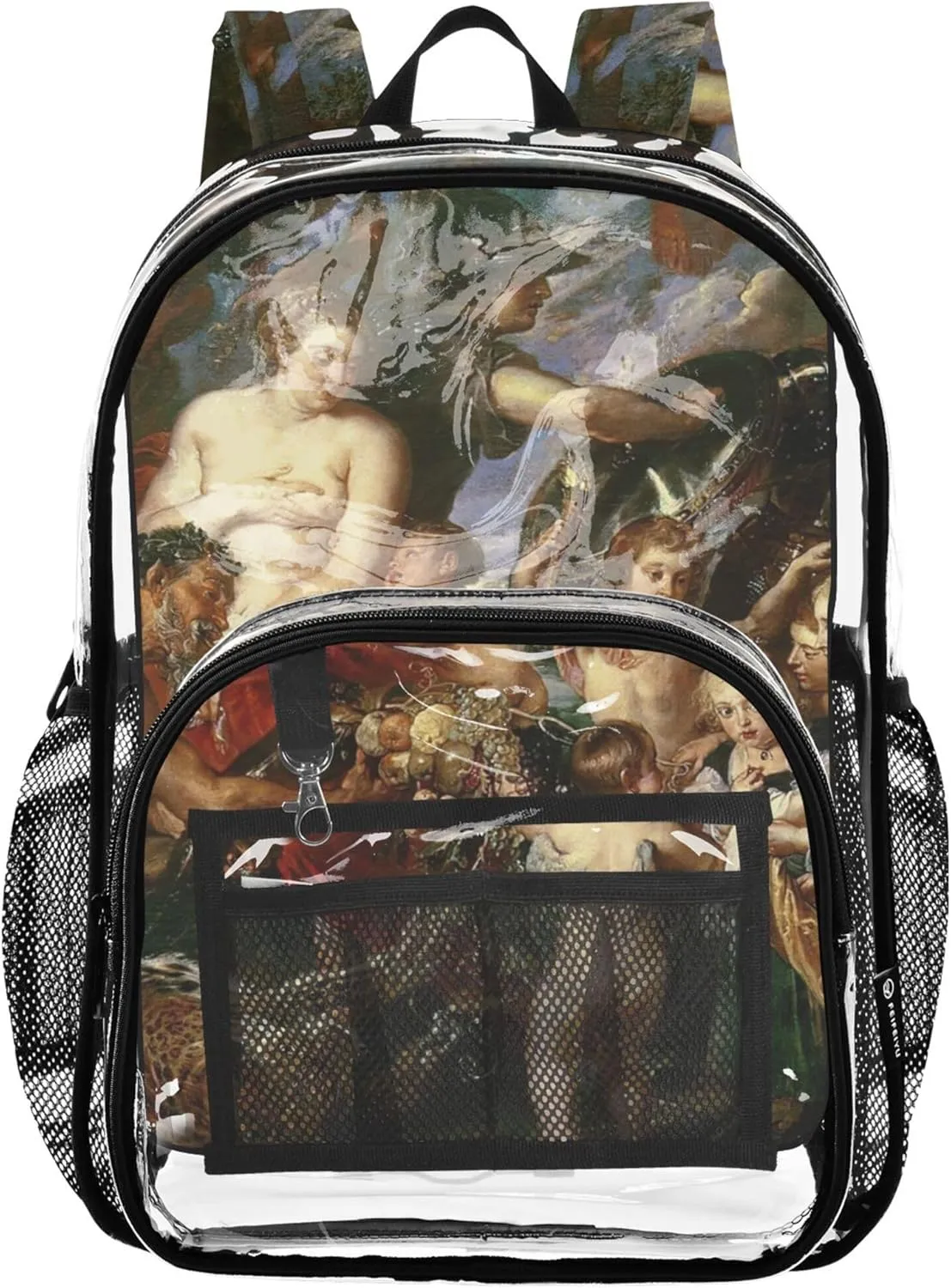 Kids Girls Backpack Boys Rubens Painting Minerva Peace Mars Travel Clear Backpack Floral See through Shoulder Bag