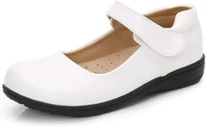 Kids Girls Mary Jane Flats Glossy Faux PU Leather Round Toe Shoes School Uniform Dress Shoes