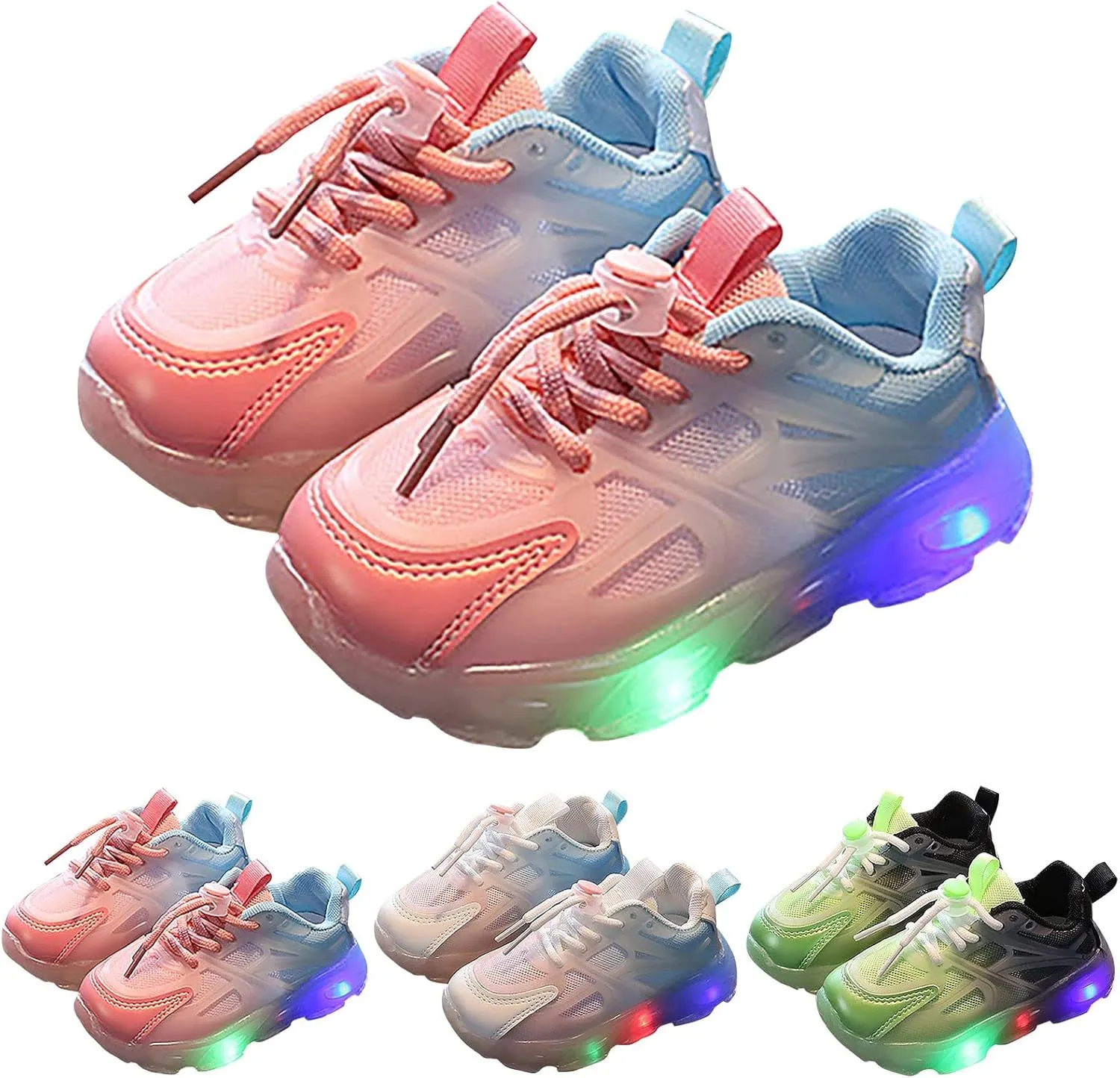 Kids Light Up Shoes Baby Toddler Boys Gradient Color Trainers Luminous Flashing Athletic Running Sport Baby Shoes