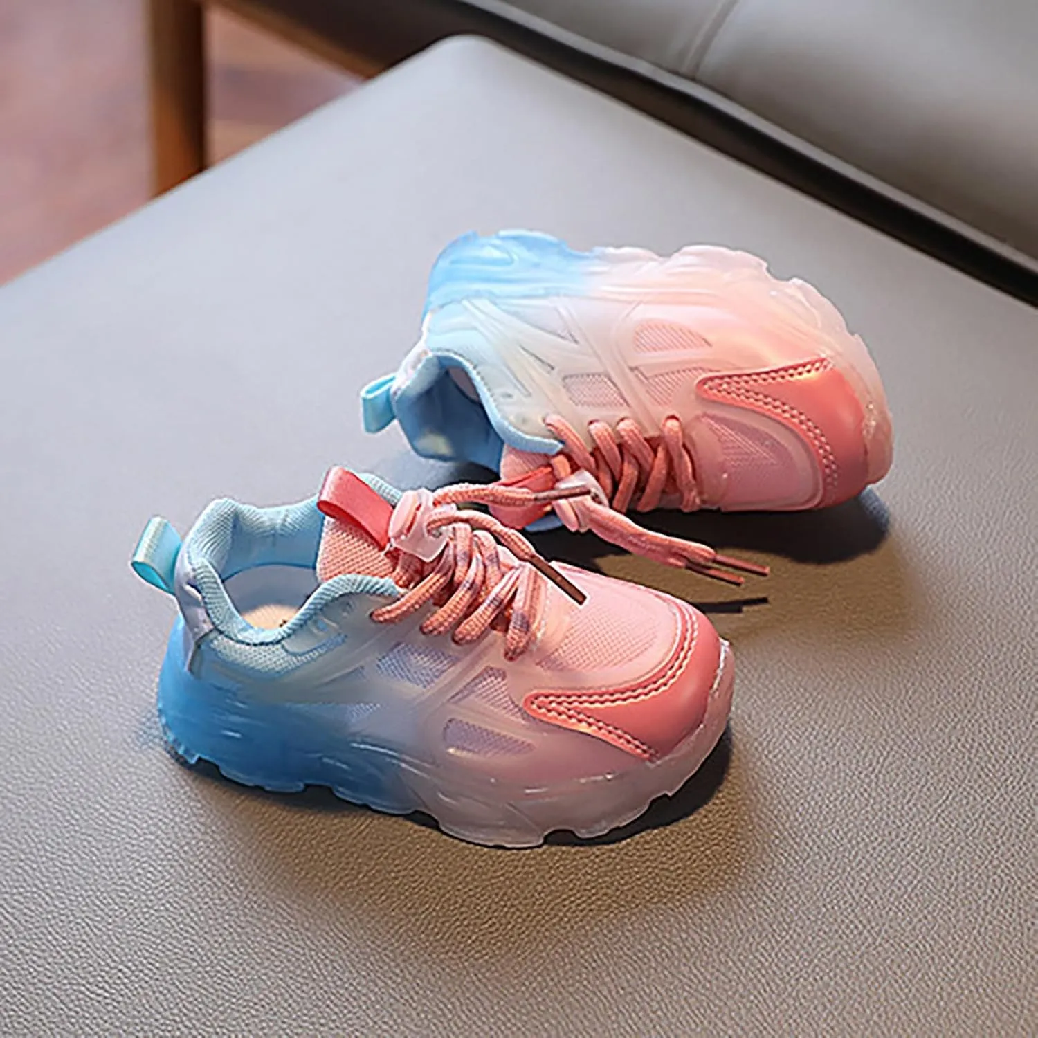 Kids Light Up Shoes Baby Toddler Boys Gradient Color Trainers Luminous Flashing Athletic Running Sport Baby Shoes