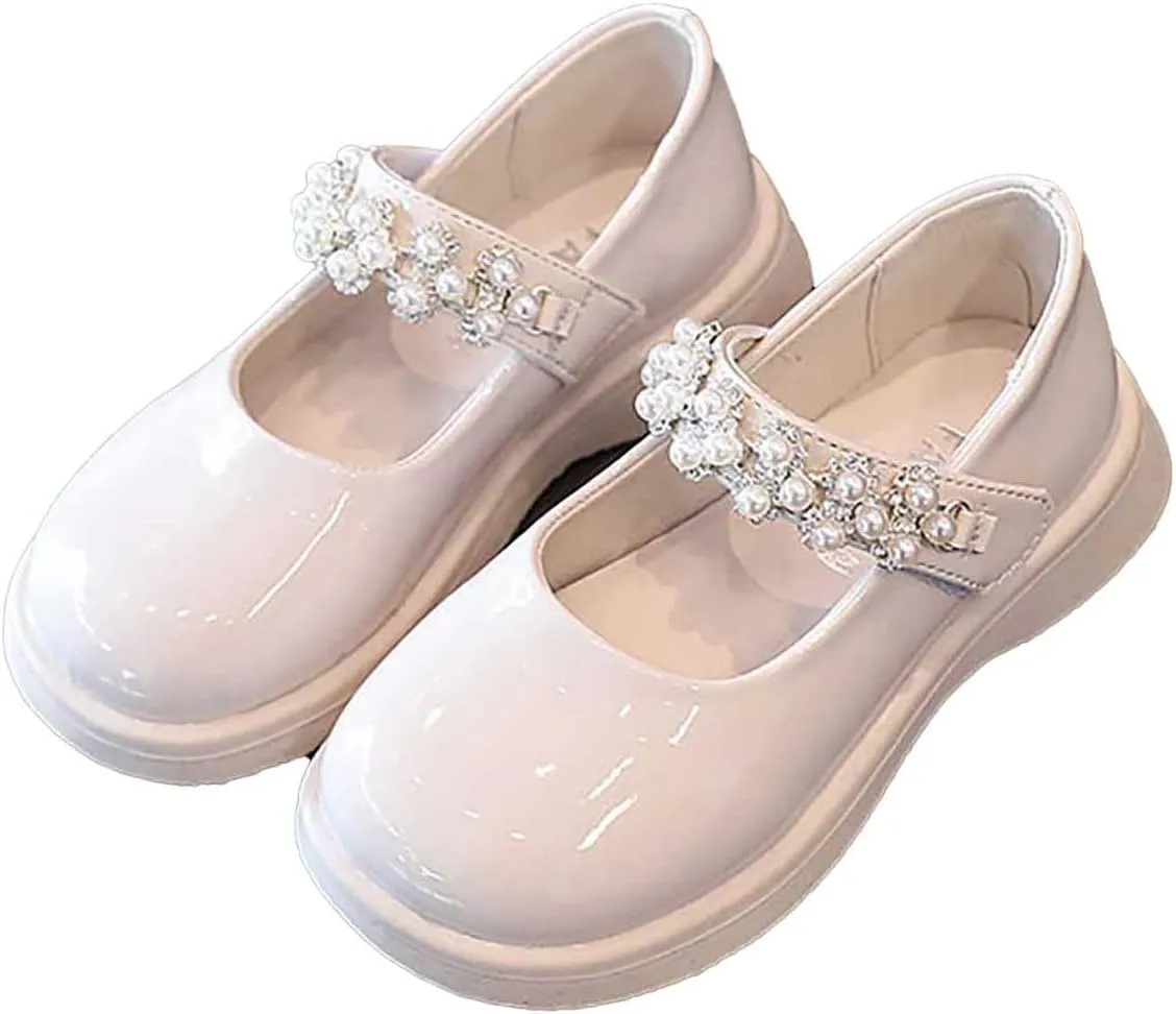 Kids Princess Shoes Baby Party Solid Color Dress Shoes Children First Walking Toddle Shoes Girls Rhinestone Marry Jane Shoes