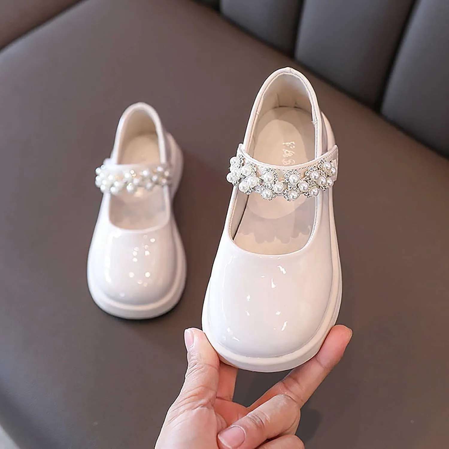 Kids Princess Shoes Baby Party Solid Color Dress Shoes Children First Walking Toddle Shoes Girls Rhinestone Marry Jane Shoes
