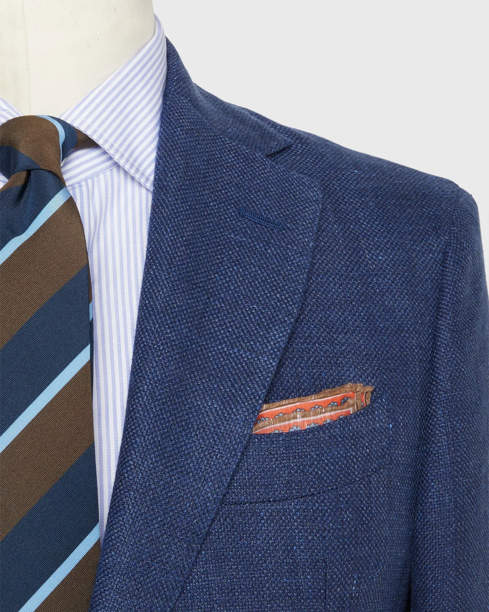 Kincaid No. 2 Jacket in Navy Mix Wool/Linen Hopsack