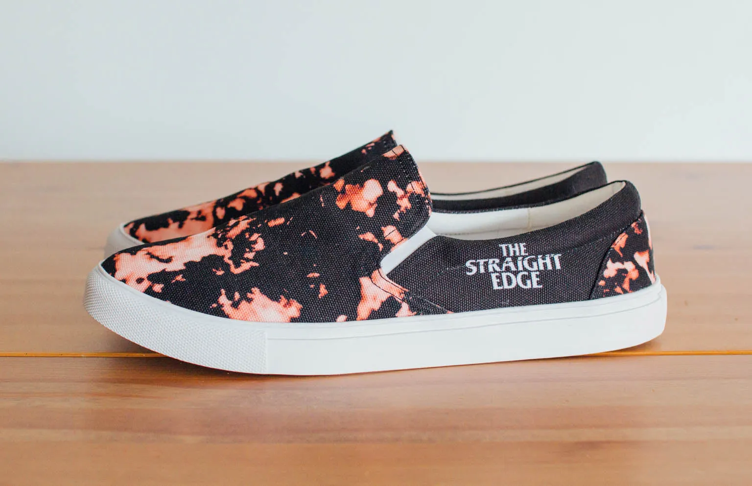 Ladies The Straight Edge Bleach Pattern Slip Ons