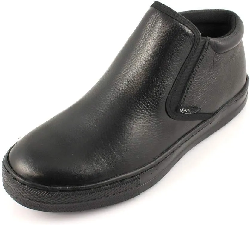 Laforst Mens Work Slip Resistant Tumble Leather Slip On Server Flats Black