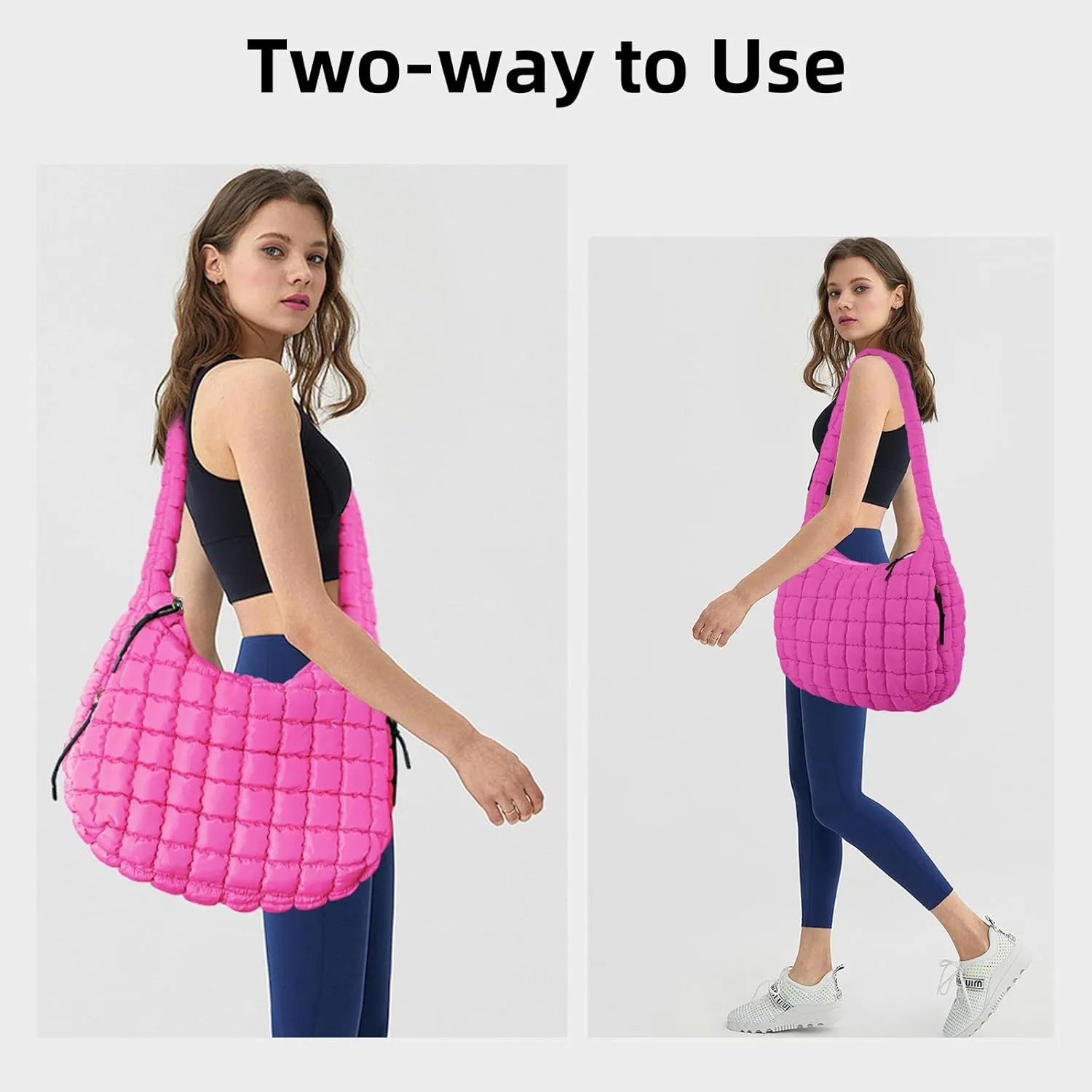 Large Quilted Tote Bag Crossbody Puffer Tote Bags for Women Quilted Hobo Bags Carryall Shoulder Bubble Bag