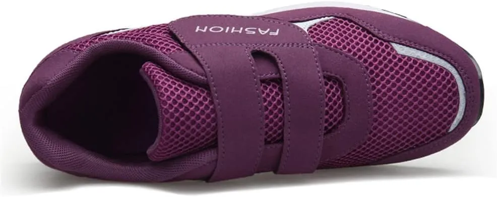 Leader Show Women's Elderly Casual Comfort Walking Shoe Safety Flats Non-Slip Hook & Loop Sneakers