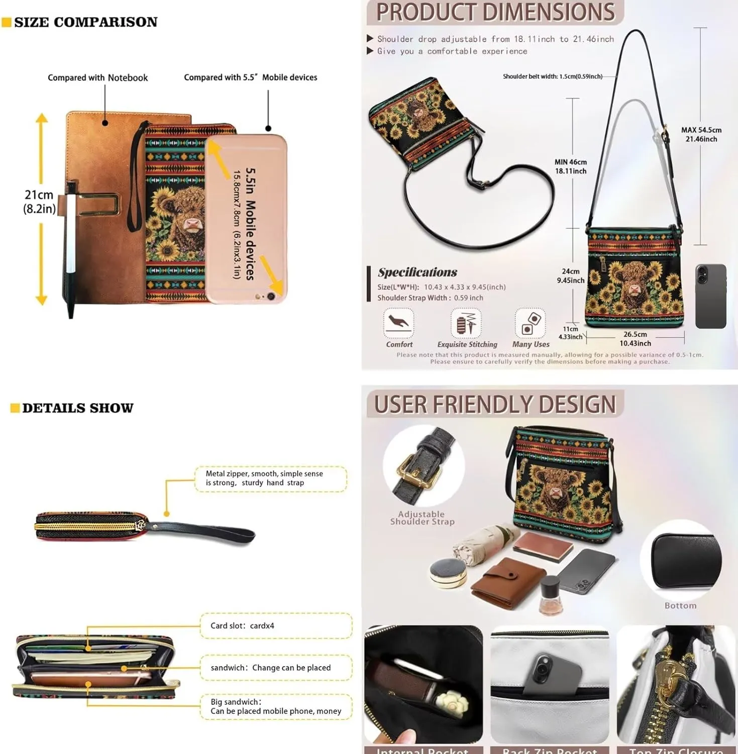 Leather Crossbody Satchel Bags for Women Sling Messenger Purse Shoulder Bag with Wallet