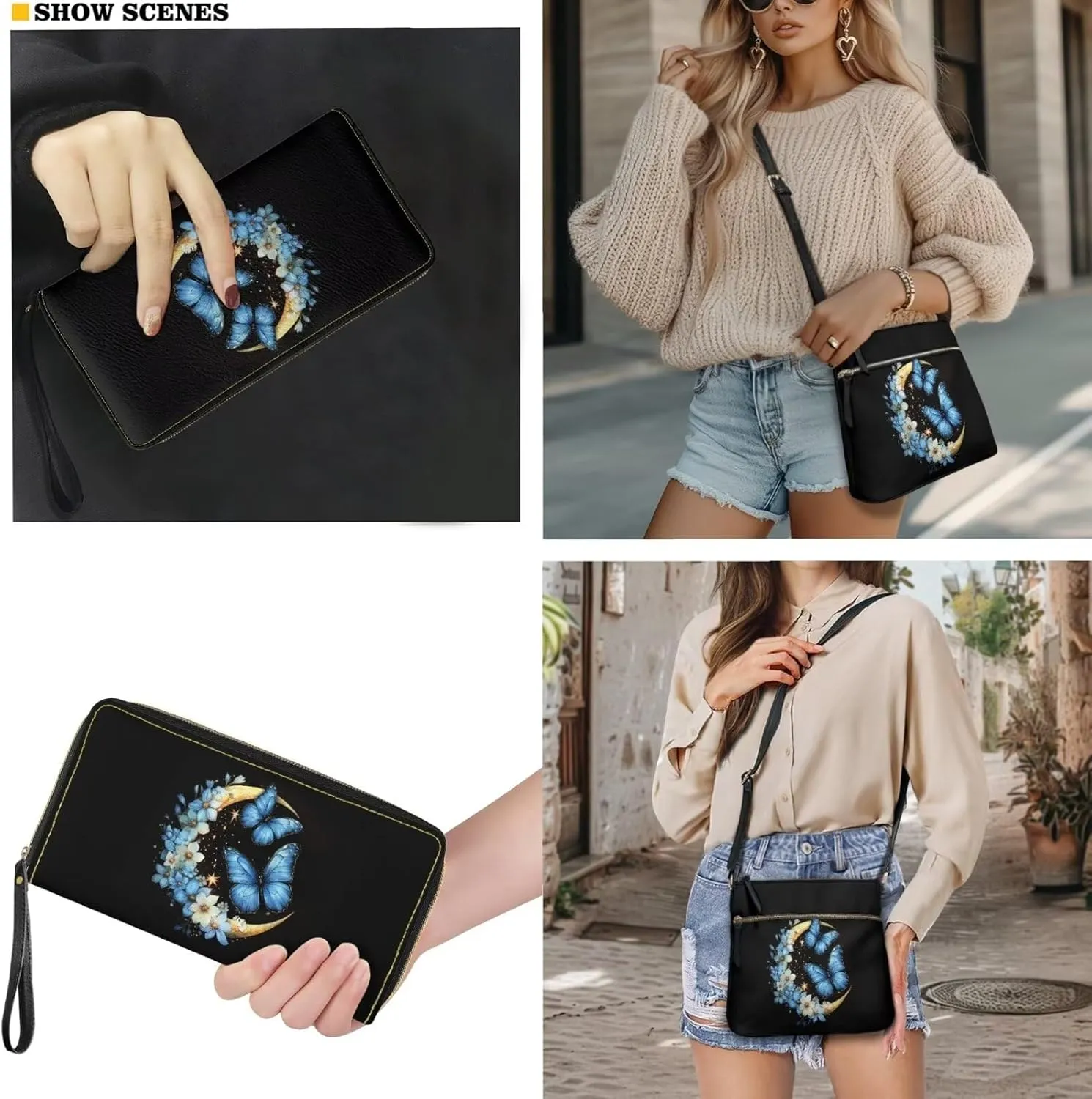 Leather Crossbody Satchel Bags for Women Sling Messenger Purse Shoulder Bag with Wallet