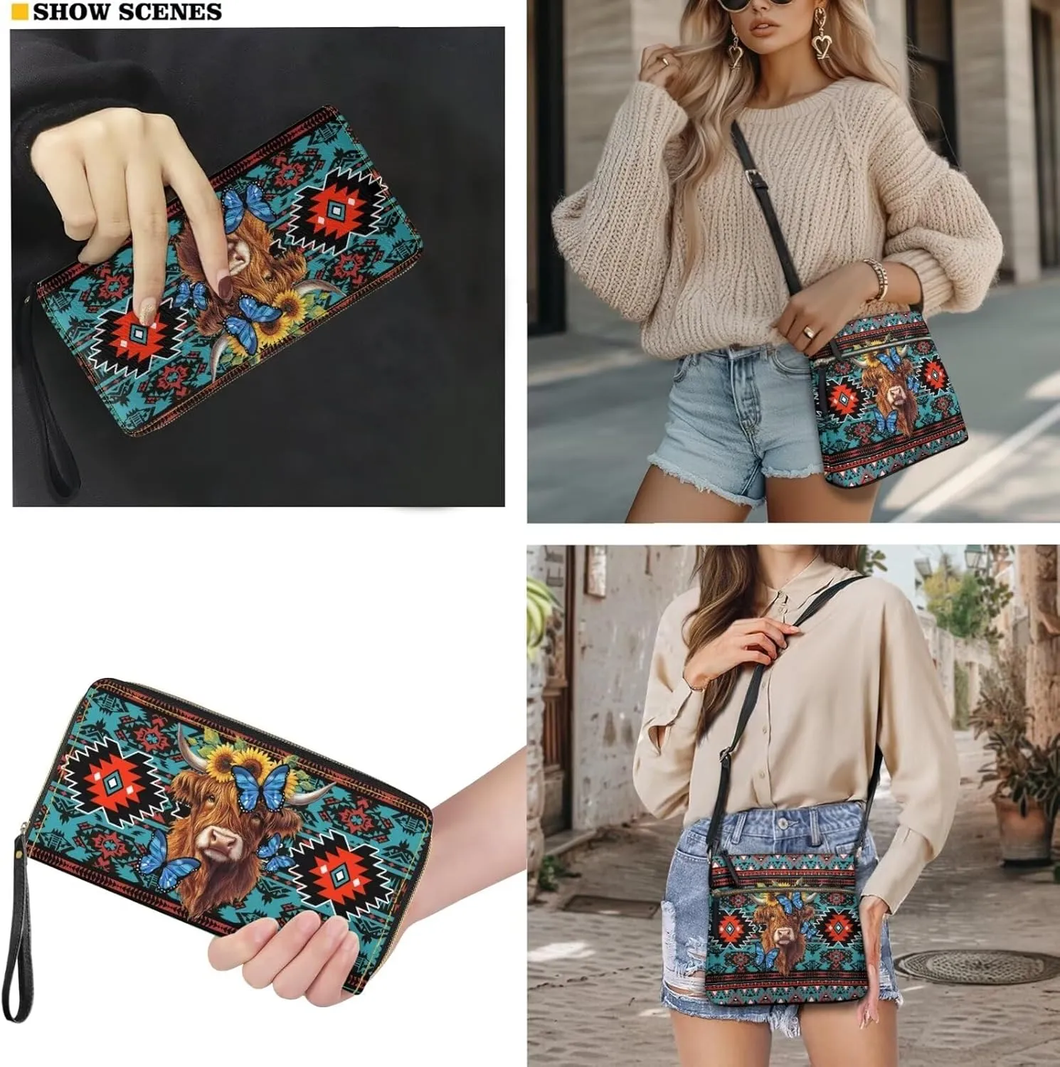 Leather Crossbody Satchel Bags for Women Sling Messenger Purse Shoulder Bag with Wallet