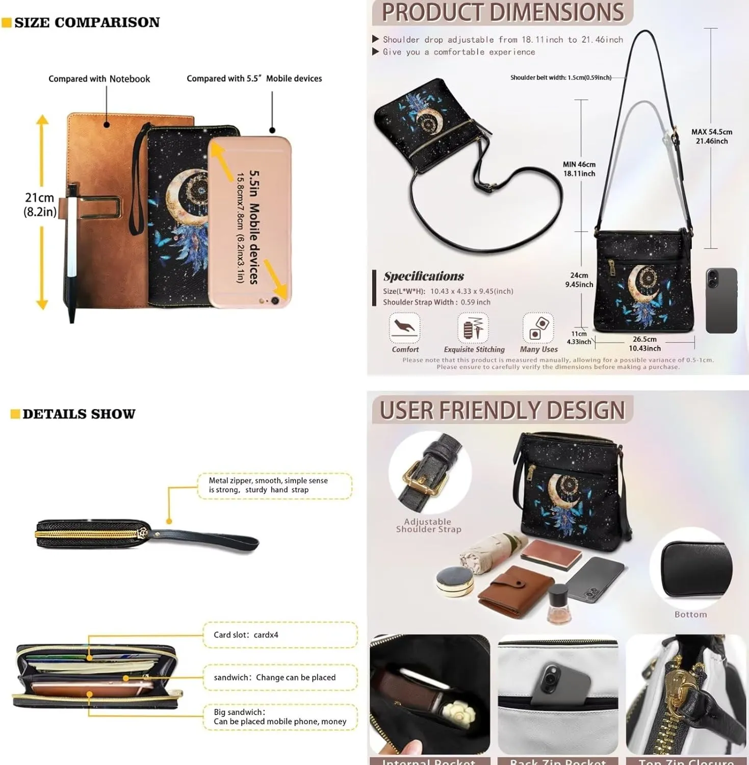 Leather Crossbody Satchel Bags for Women Sling Messenger Purse Shoulder Bag with Wallet