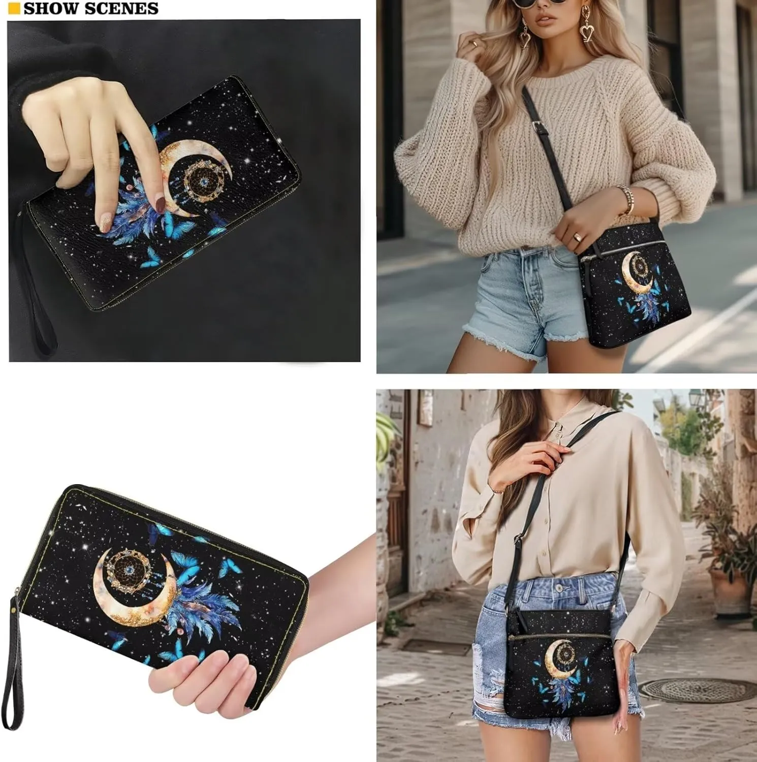 Leather Crossbody Satchel Bags for Women Sling Messenger Purse Shoulder Bag with Wallet