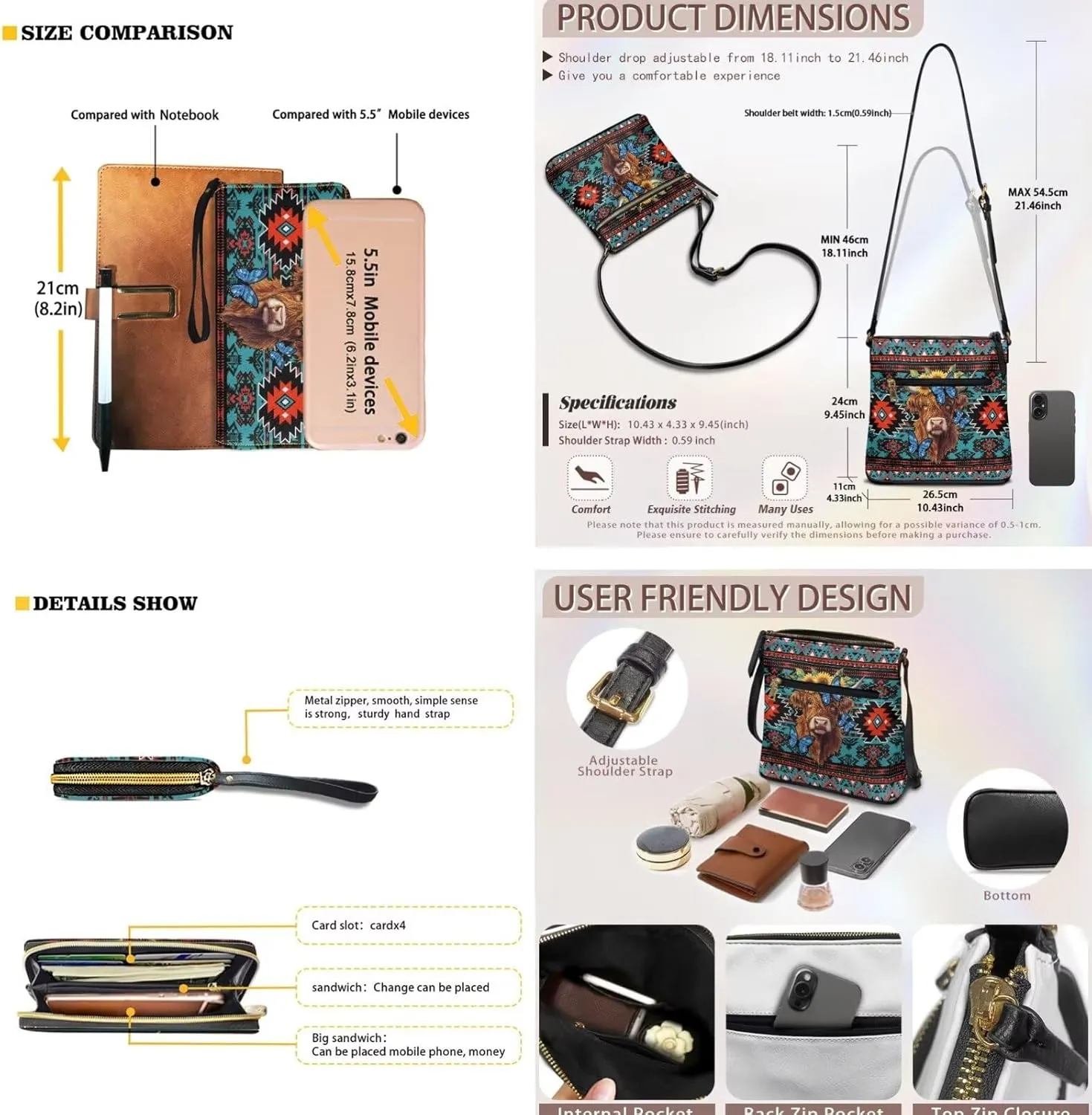 Leather Crossbody Satchel Bags for Women Sling Messenger Purse Shoulder Bag with Wallet