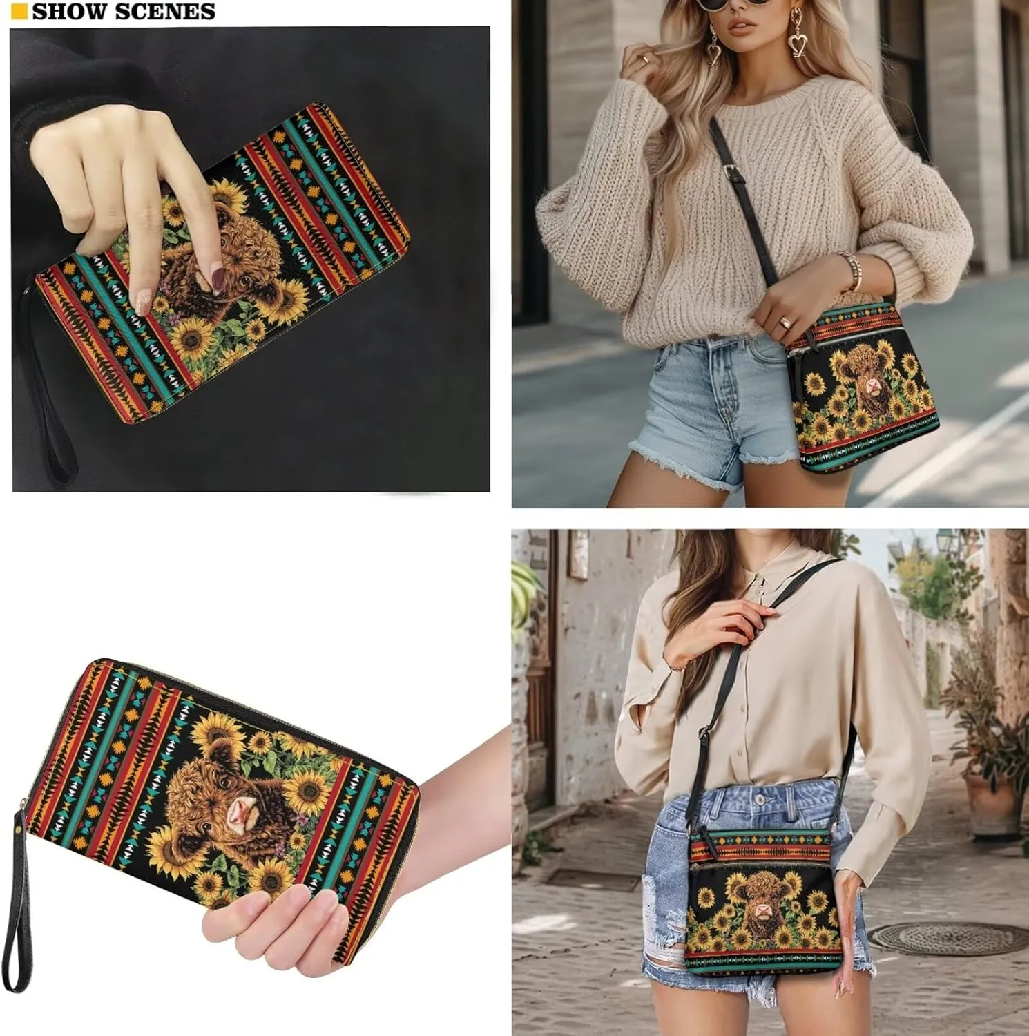 Leather Crossbody Satchel Bags for Women Sling Messenger Purse Shoulder Bag with Wallet
