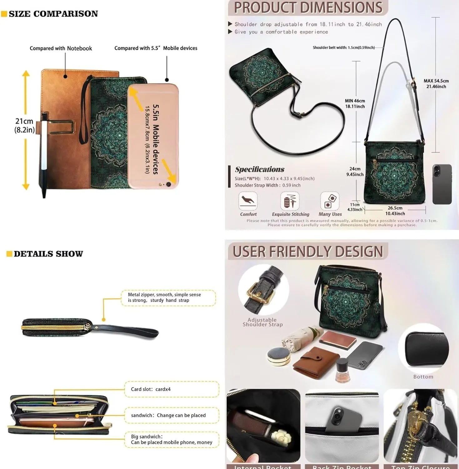 Leather Crossbody Satchel Bags for Women Sling Messenger Purse Shoulder Bag with Wallet