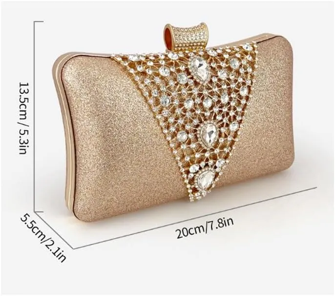 Leather Inlaid Rhinestones Evening Bag French Simple Clutch Purses