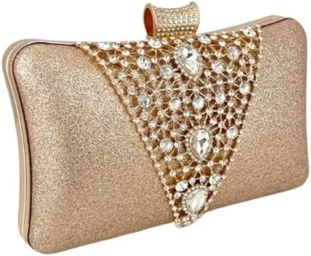 Leather Inlaid Rhinestones Evening Bag French Simple Clutch Purses