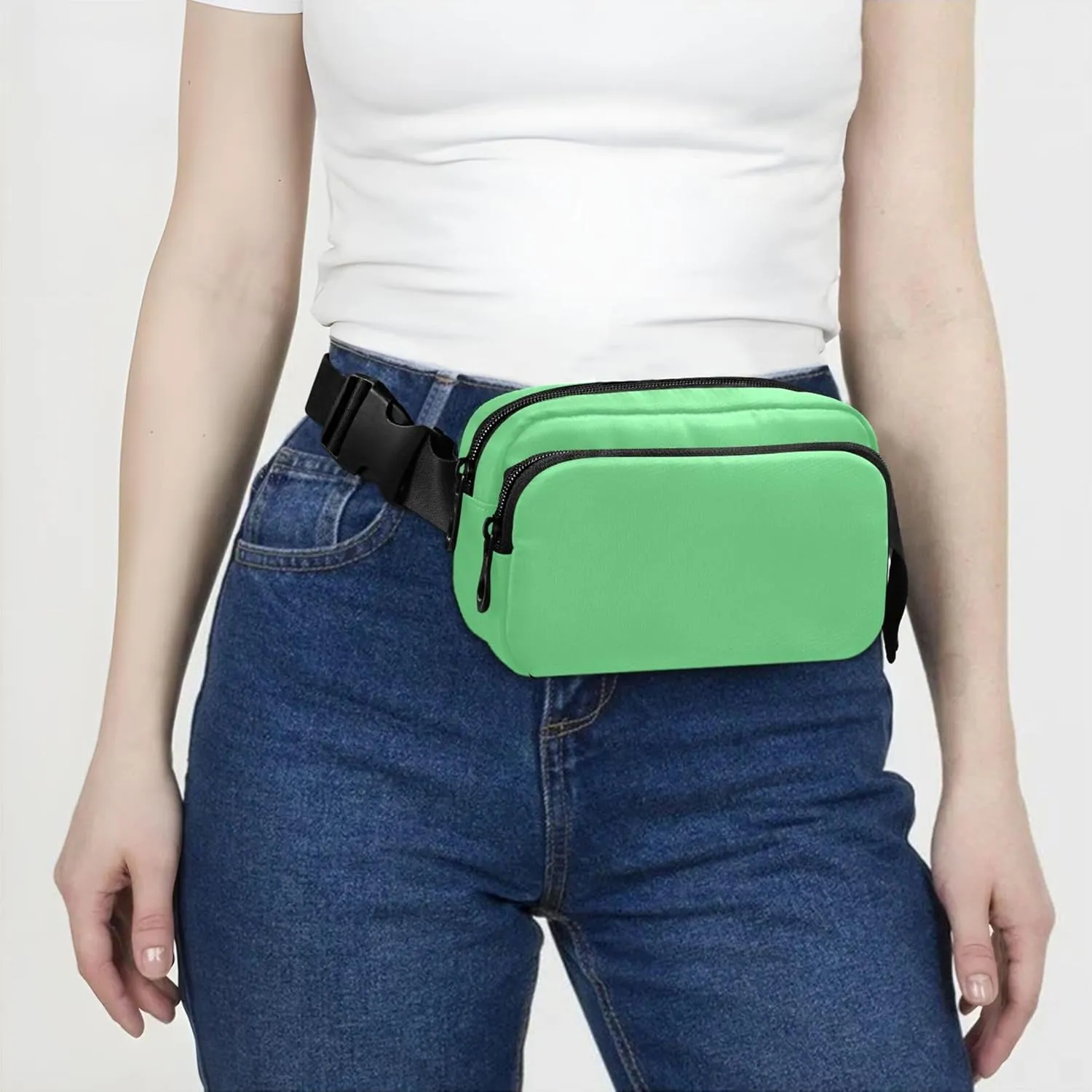 Light Malachite Green Women Fanny Packs Waterproof Hip Pack Belt Bag Cute Crossbody Waist Purse
